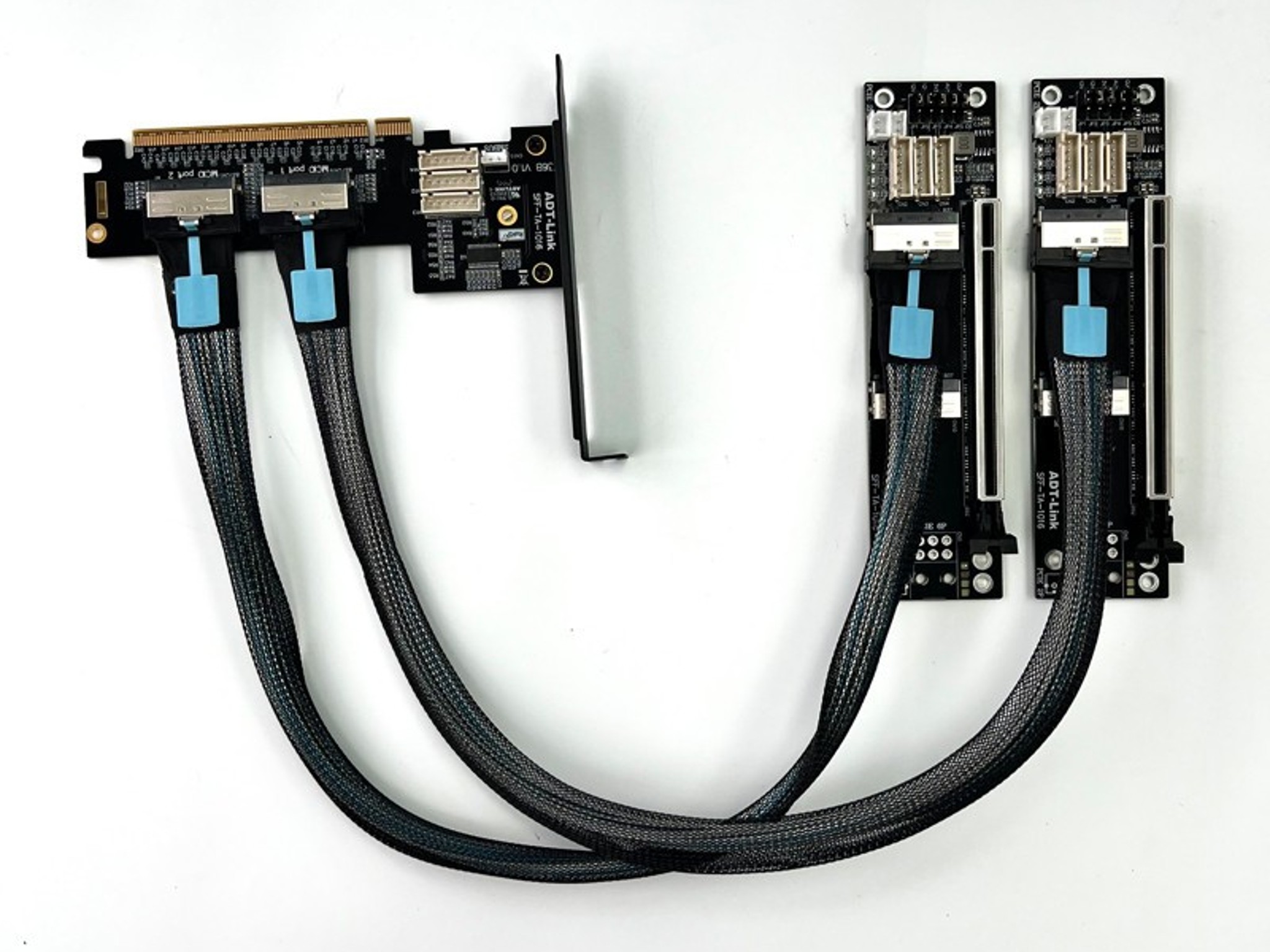 JMT PCIe 4.0 X16 To X8/X8 MCIO Bifurcation Adapter Card (50cm)
