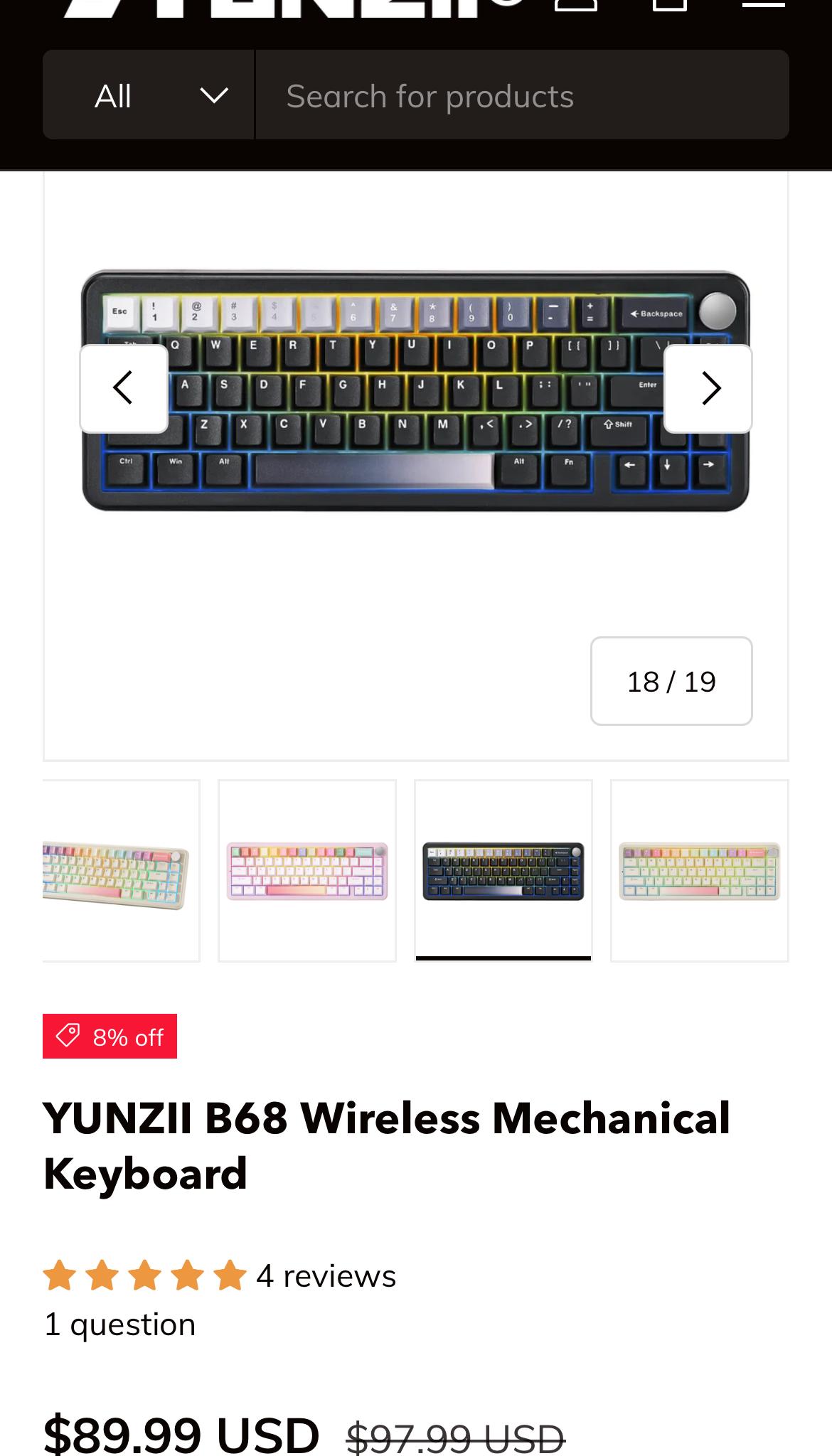 Yunzii B68 Trimode Keyboard