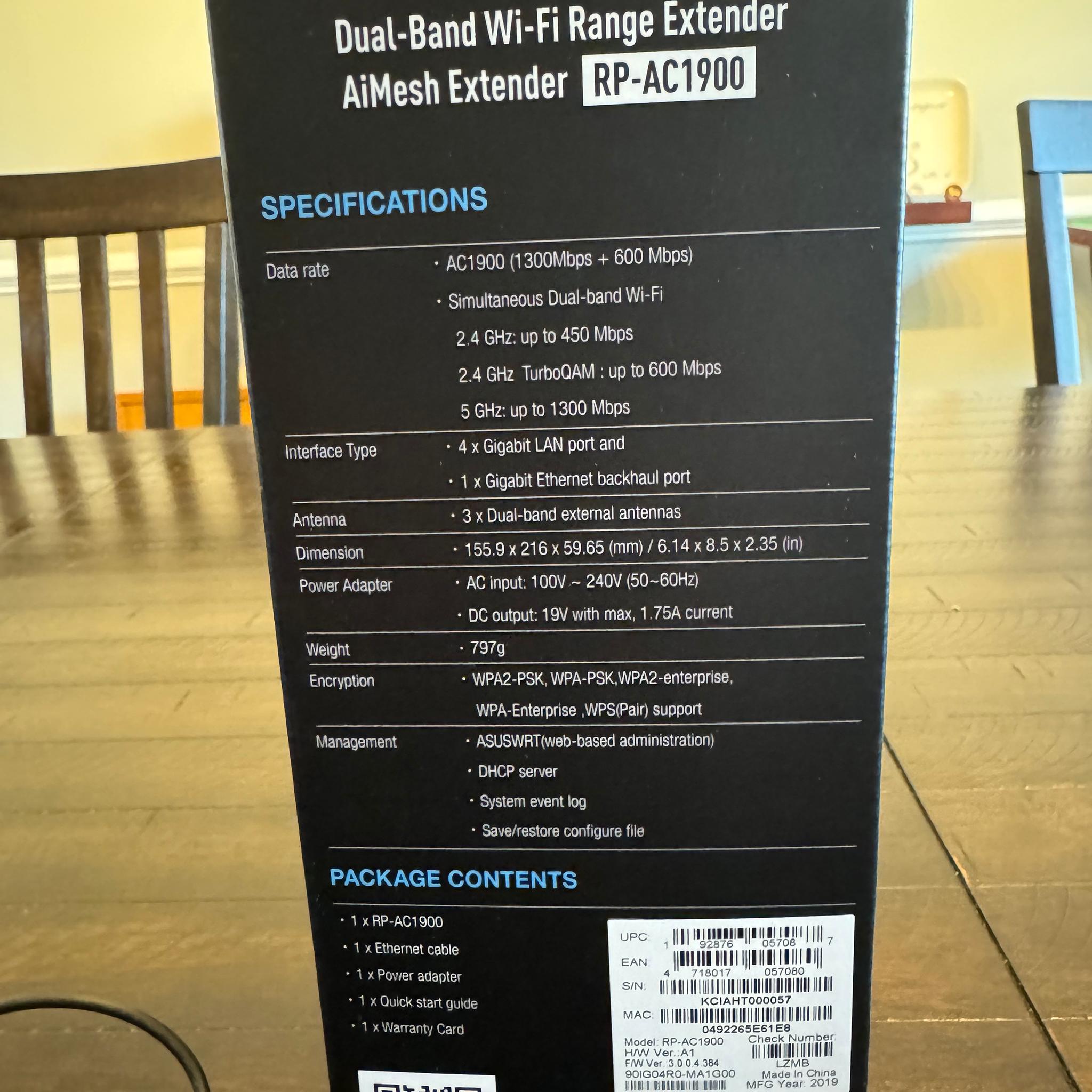 RP-AC1900 Dual Band Wi-Fi Range Extender (AiMesh Extender)