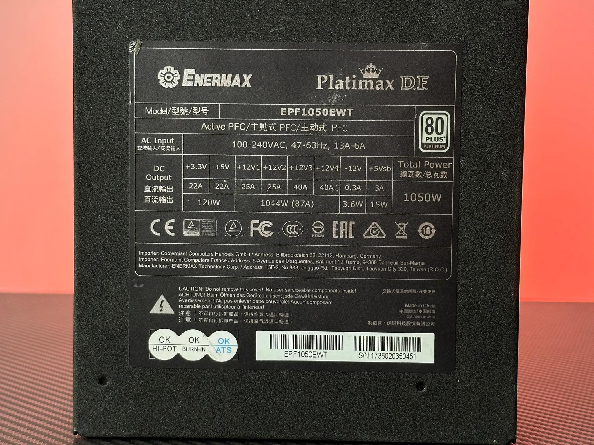 Enermax DF 1050W 80+ Platinum Fully Modular PSU