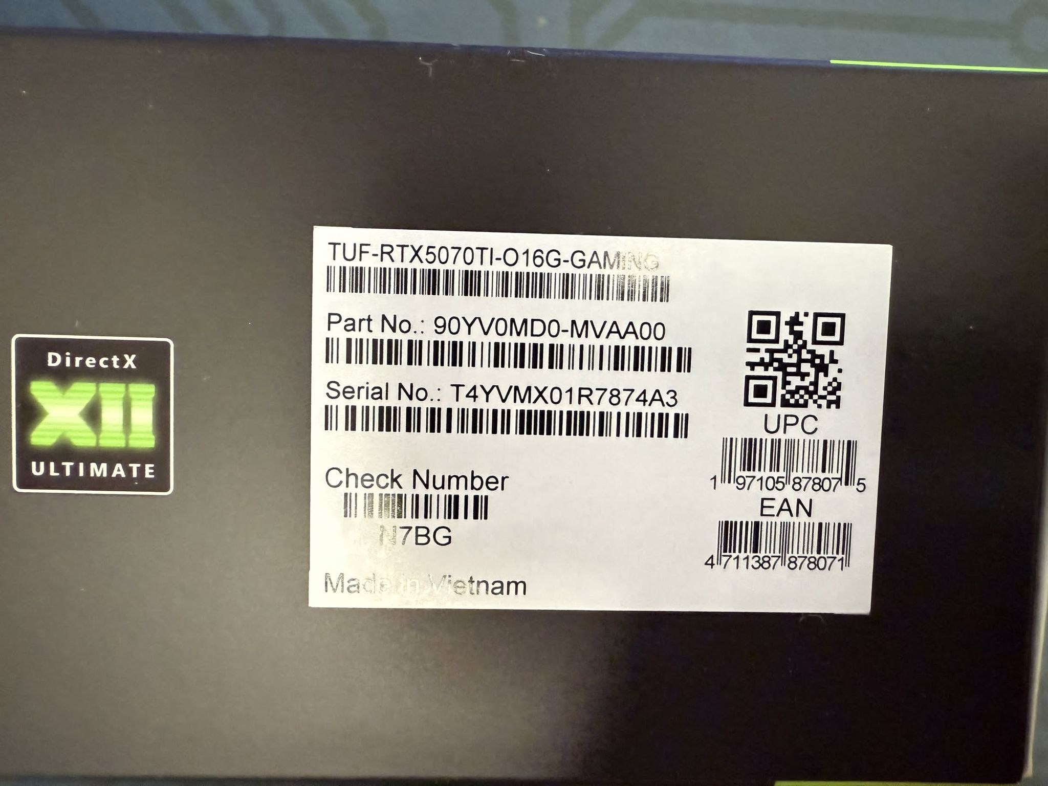 ASUS nVidia GeForce RTX 5070ti 16GB