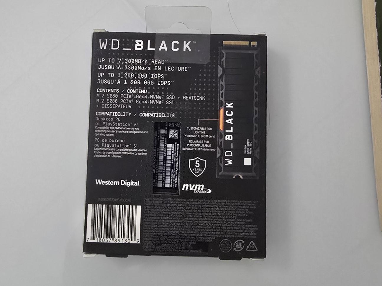 2TB WD Black SN850X NVMe 2TB SSD w/Heatsink for PS5 or PC