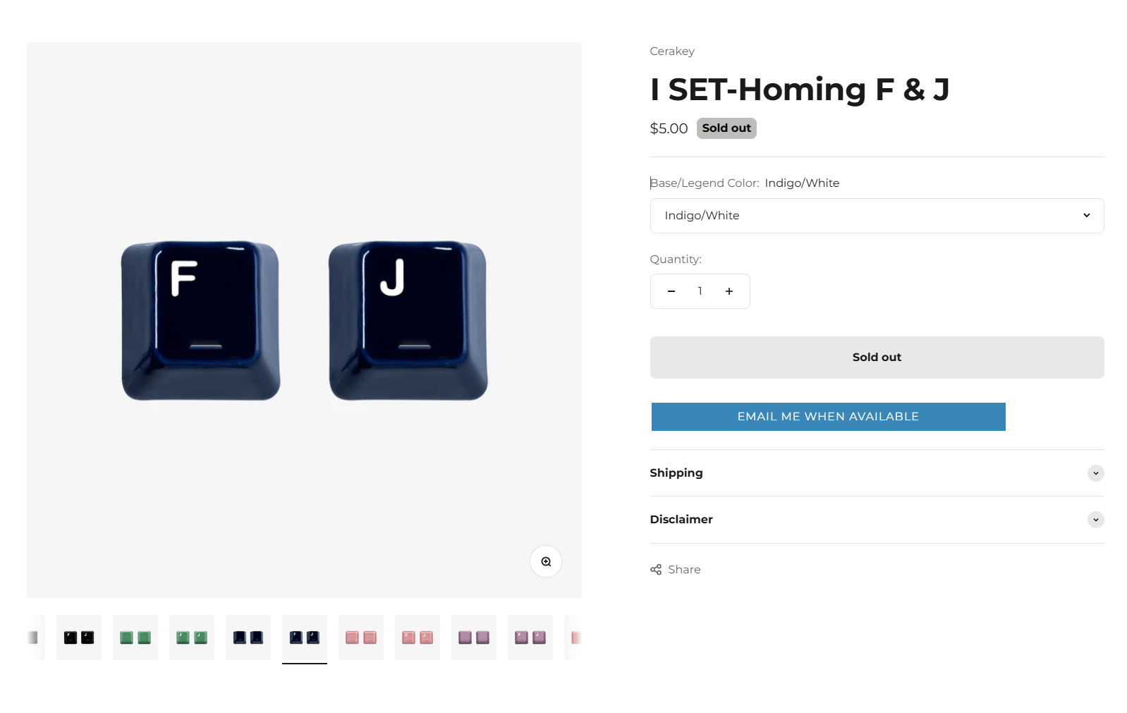 Cerakey Ceramic "Indigo Blue" V2 Keycaps w/ Legends + Dragon Novelty/Tactile F&J