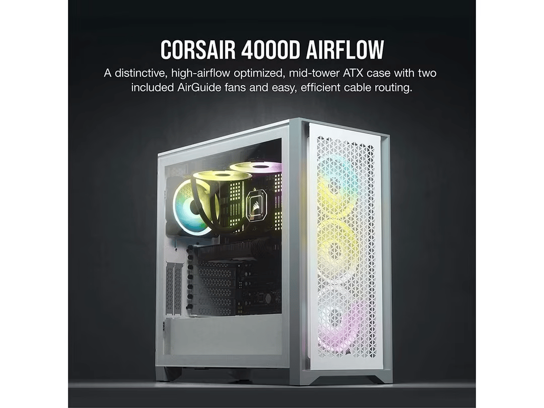 Corsair 4000D Airflow White Steel / Tempered Glass ATX Mid Tower Computer Case