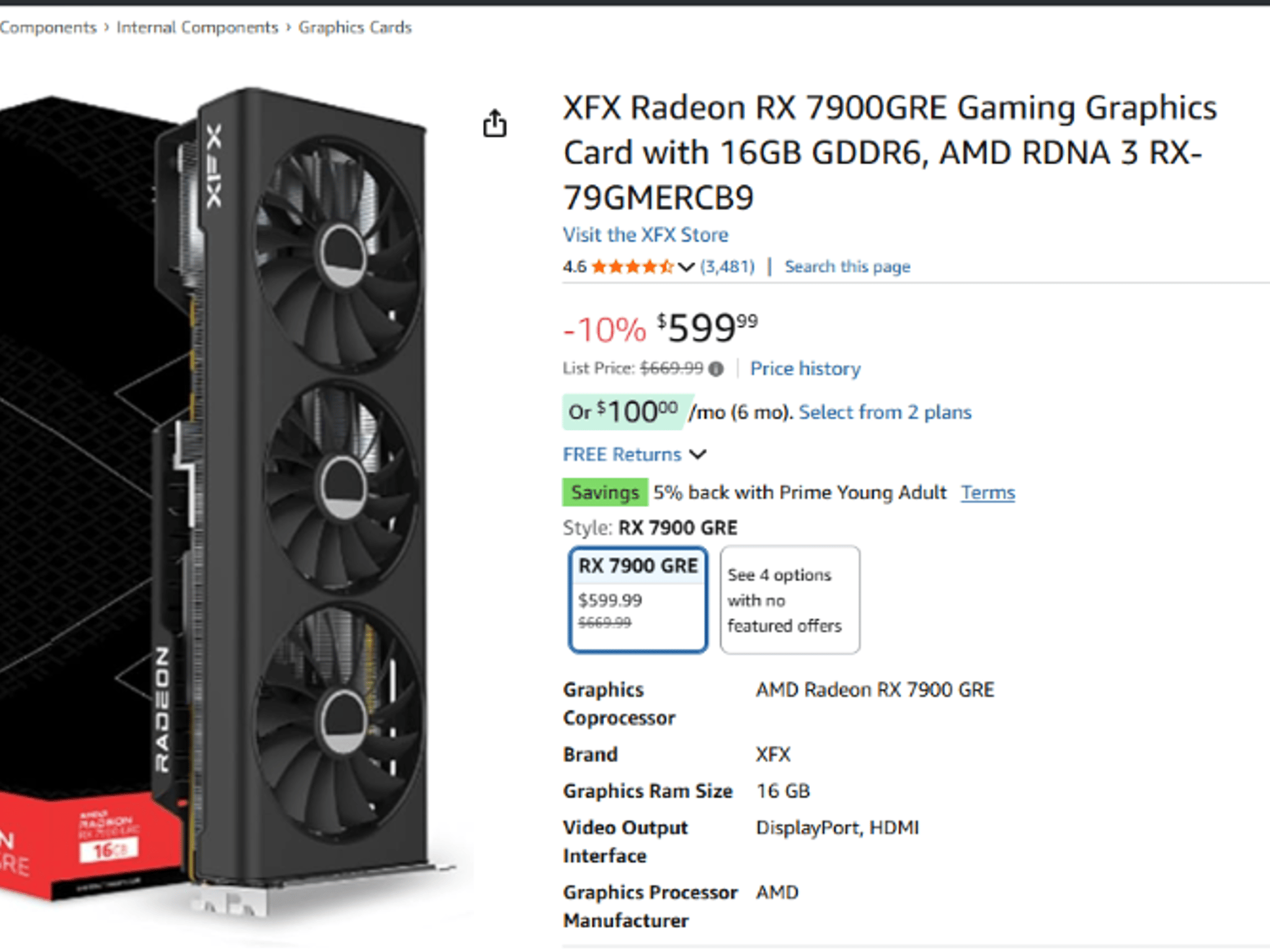 XFX Radeon RX 7900 GRE - Sealed/new from RMA.