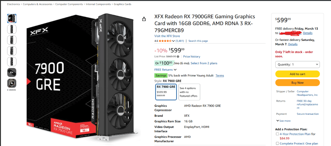 XFX Radeon RX 7900 GRE - Sealed/new from RMA.