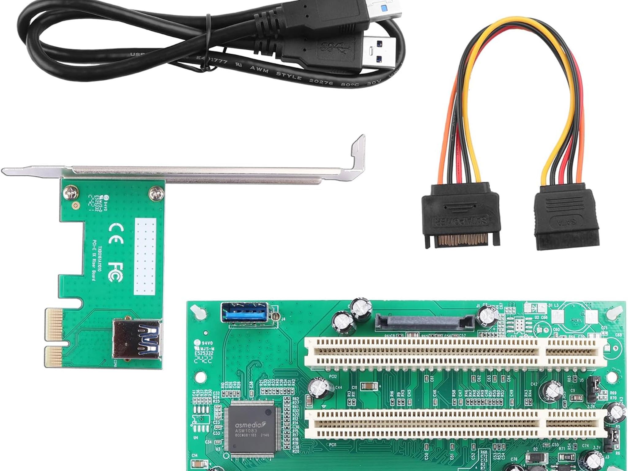 PCIe 1X to Dual Pci Slot Expansion Card PCI-Express 1X Male to PCI Female Adapter for Sound Cards xp