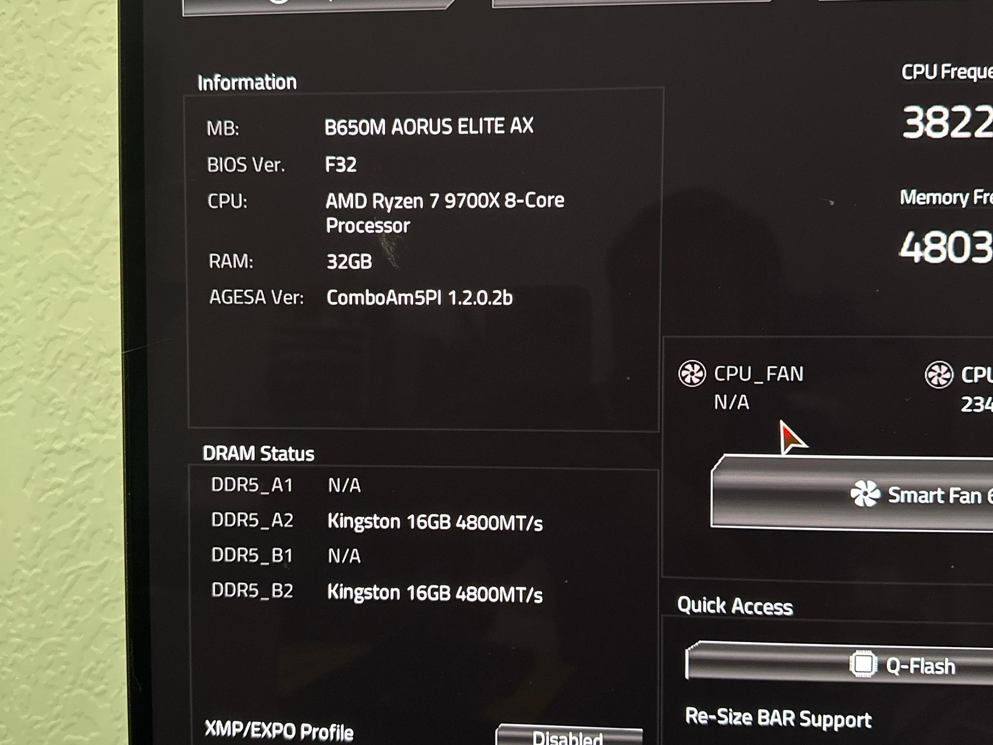 B650M Gigabyte Aorus Elite AX - Ryzen 9700x - 32GB Kingston Fury Beast DDR5 CL30 @ 6000Mhz Combo