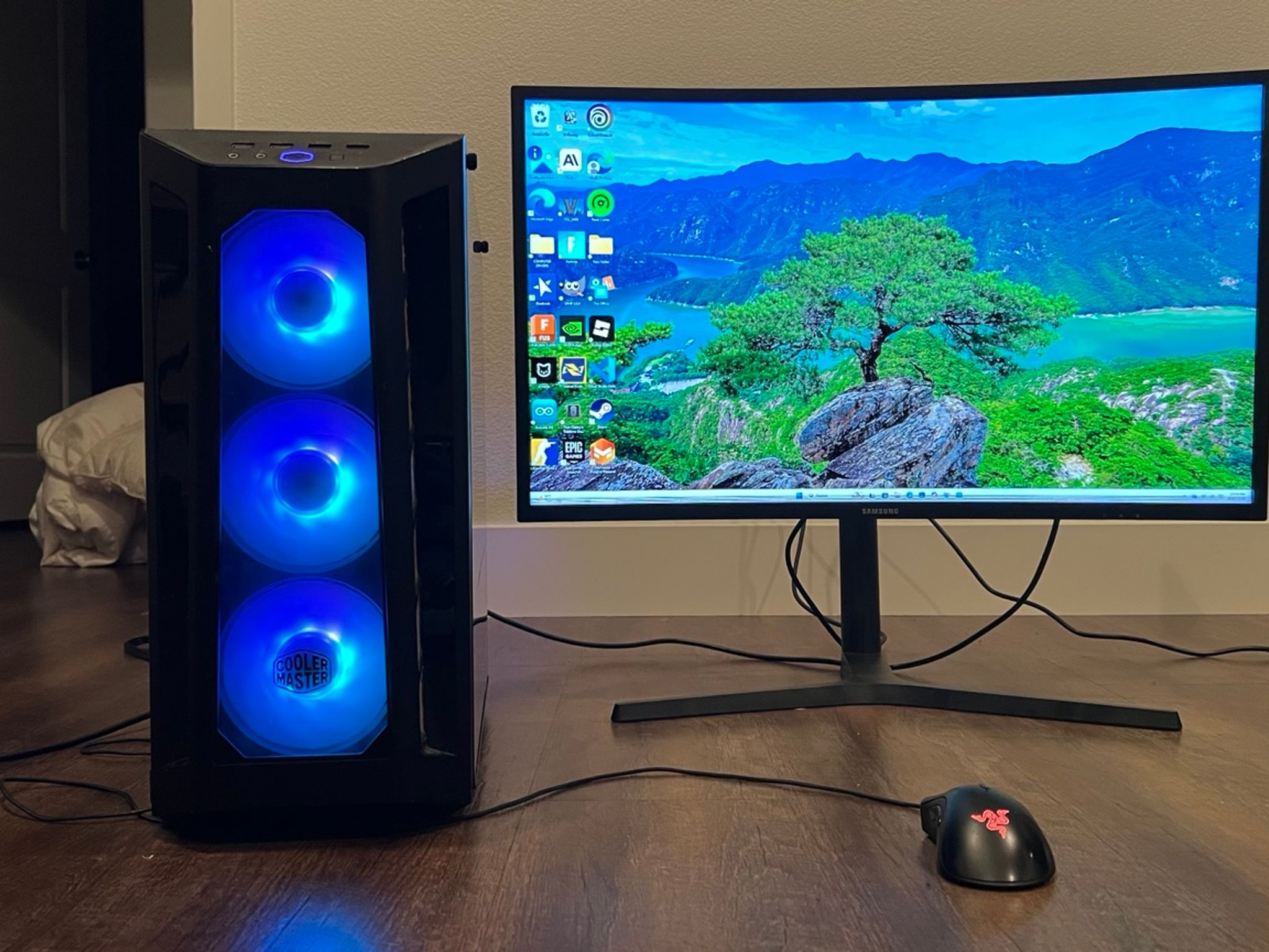 Two 32" Curved Samsung C32HG70 Monitors