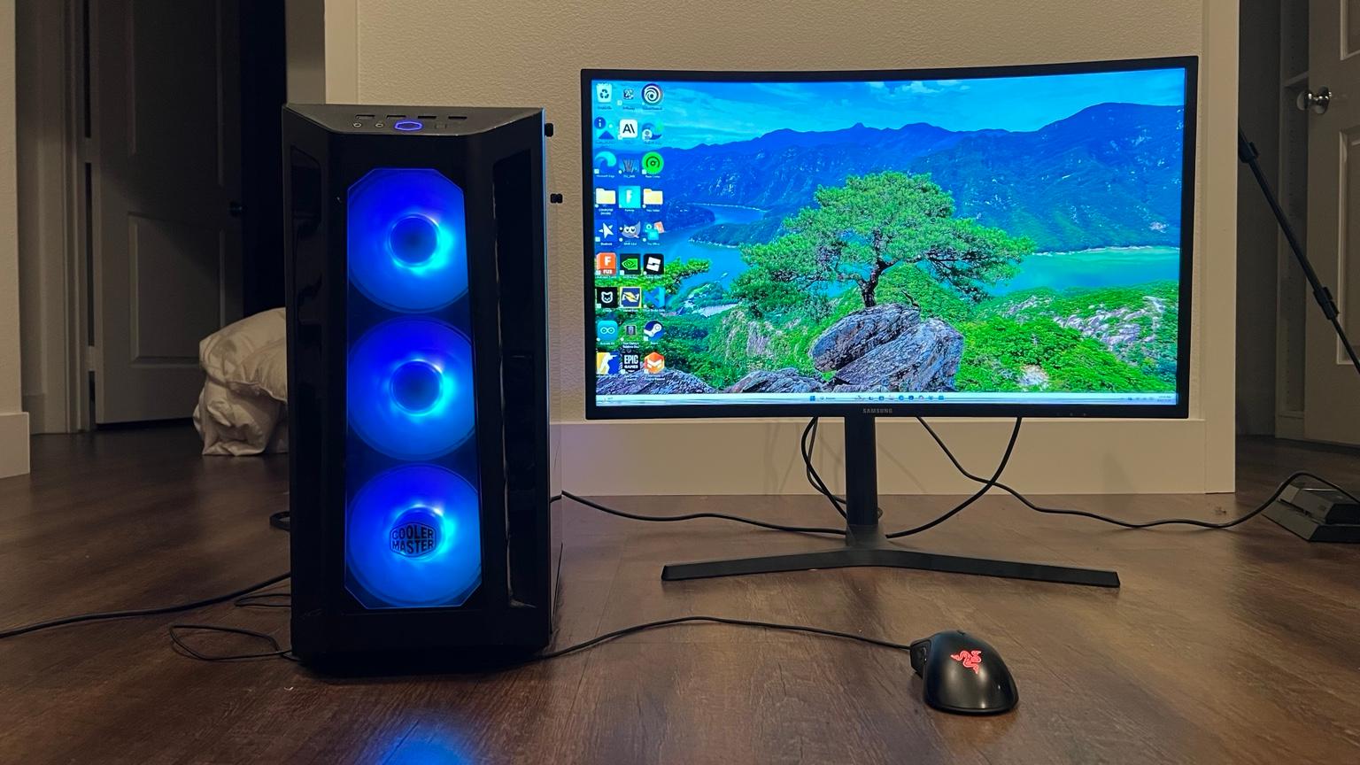 Two 32" Curved Samsung C32HG70 Monitors