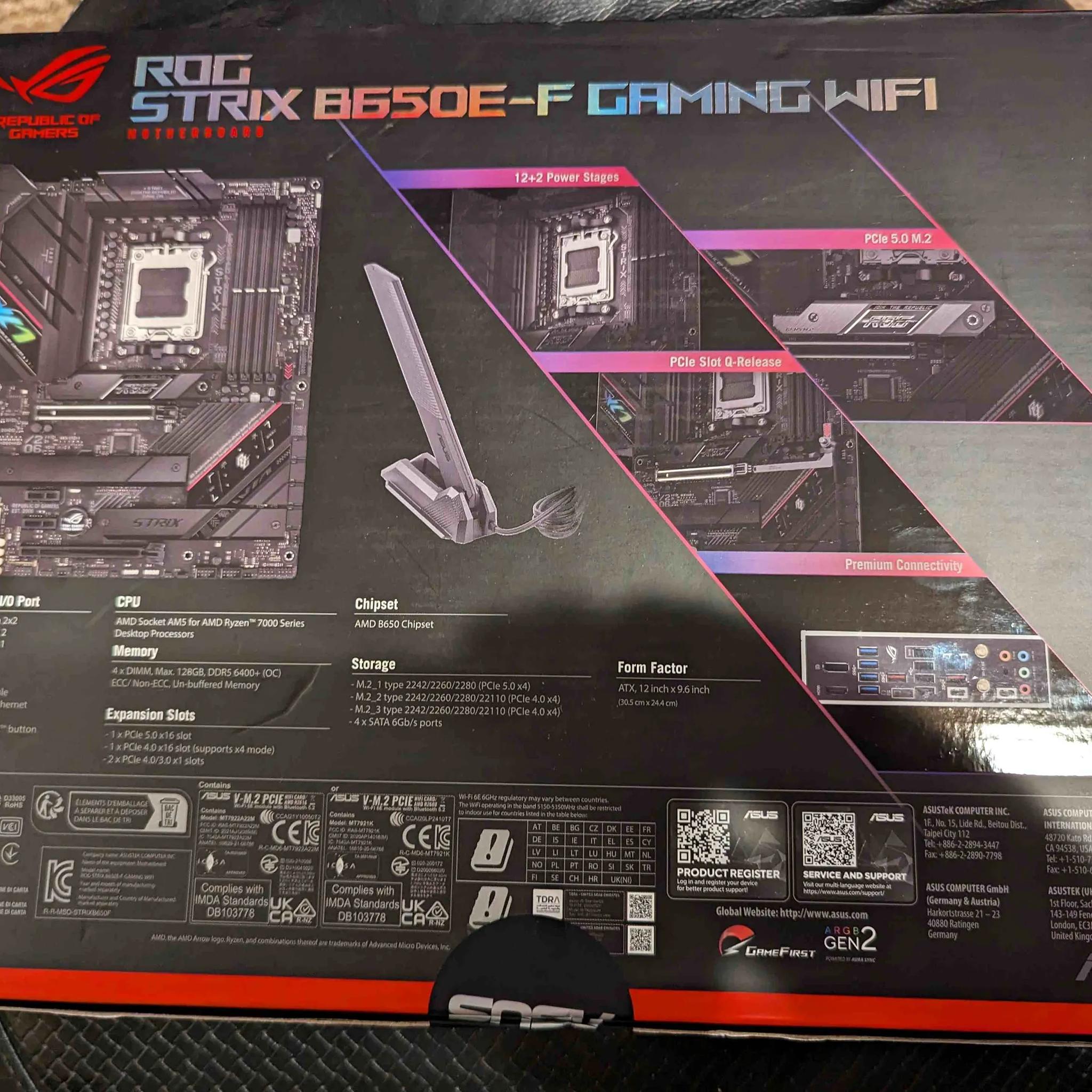 ASUS AMD AM5 B650E-F ROG STRIX GAMING WIFI ATX Motherboard.  BRAND NEW!! SEALED!!