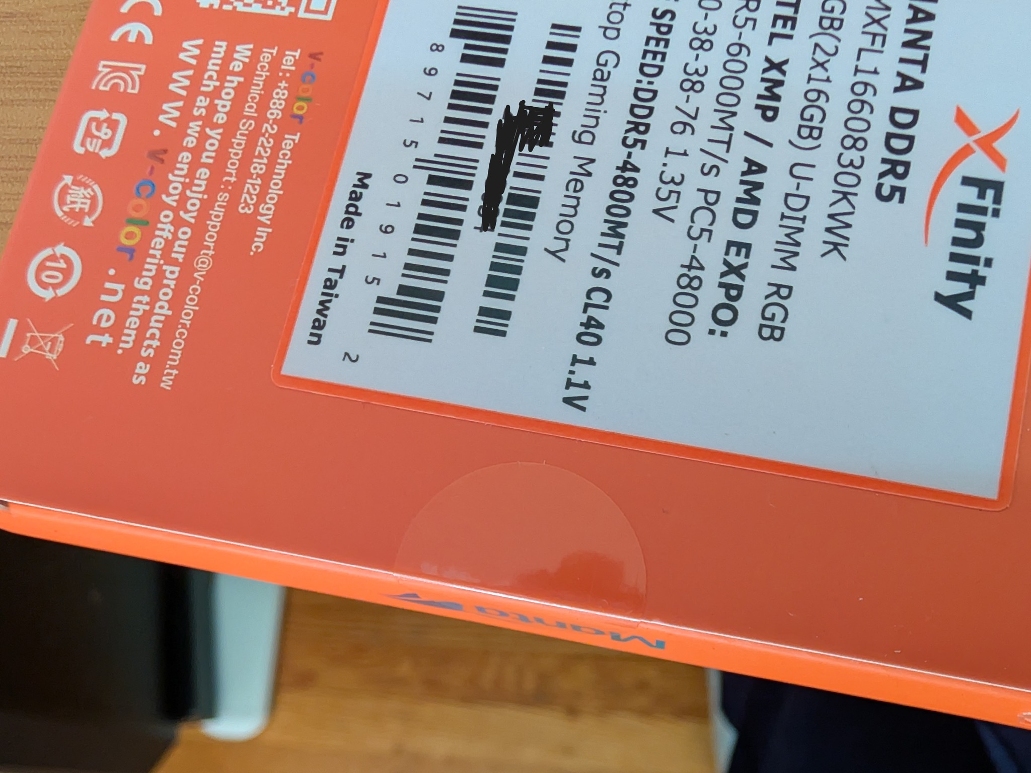 V-Color Manta XFinity RGB 32GB (2x16GB) DDR5-6000 CL30 EXPO/XMP - Brand New Sealed