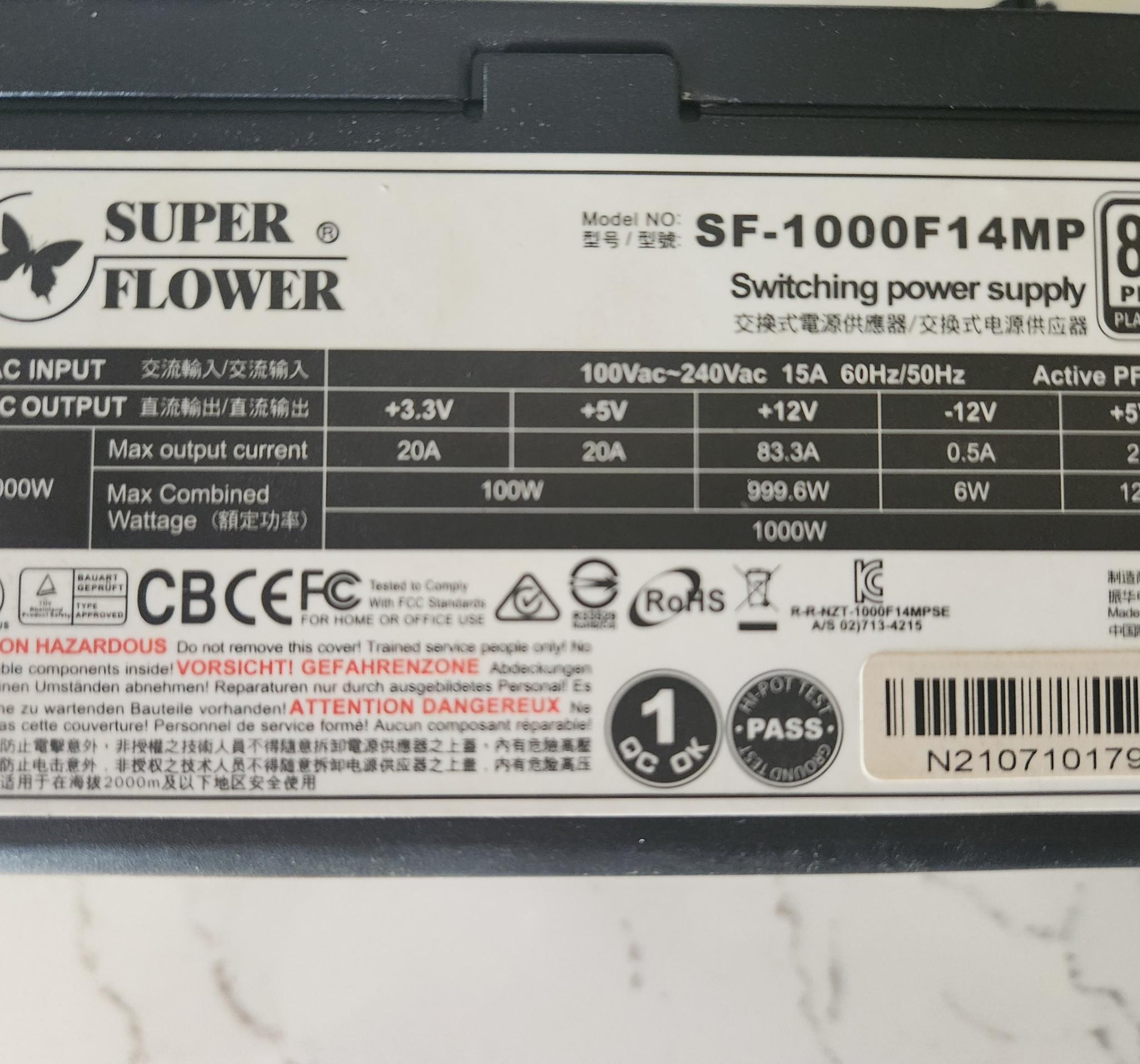 SUPER FLOWER LEADEX SE PLATINUM 1000w PSU Fully-modular
