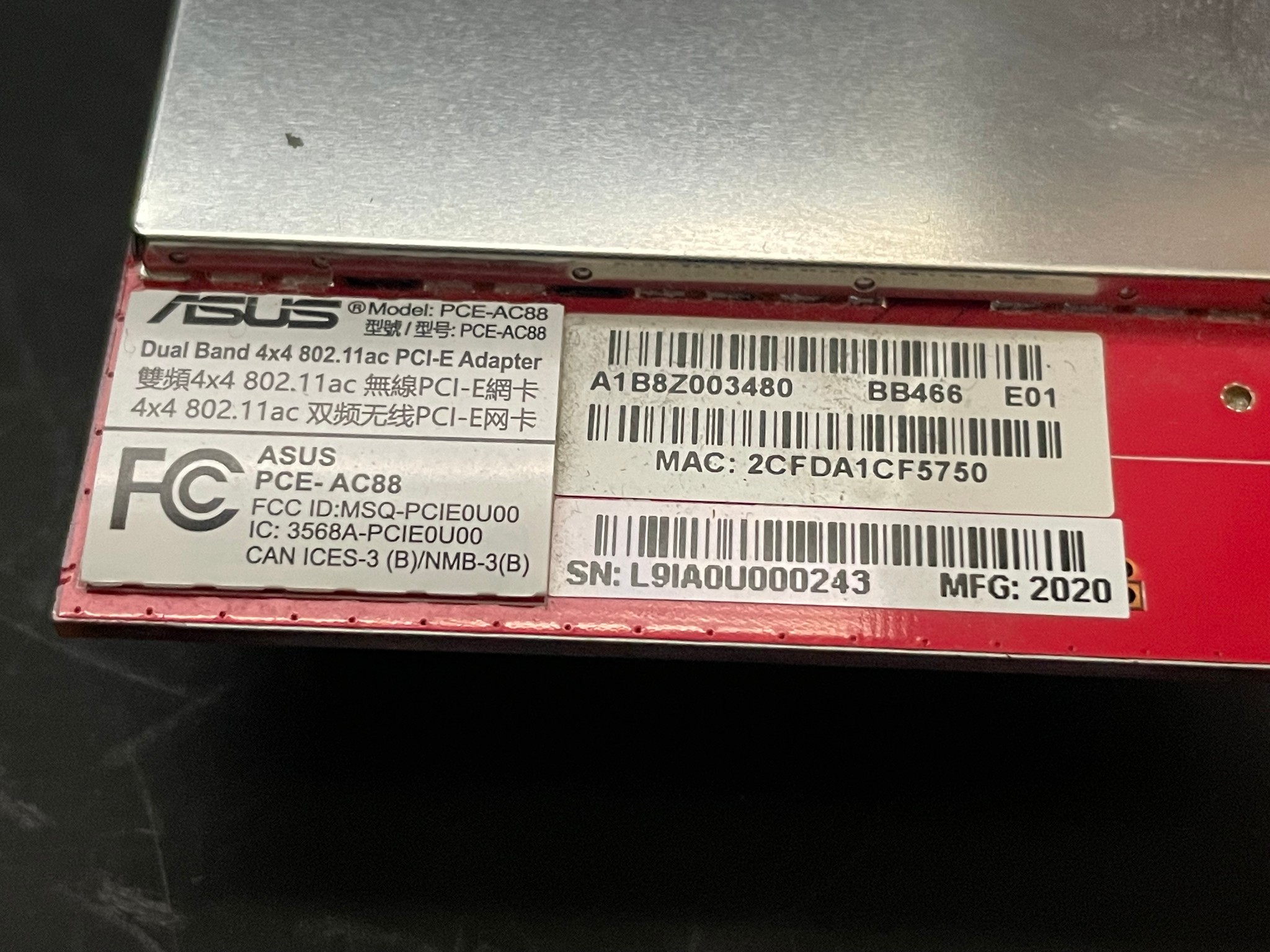 ASUS PCE-AC88 AC3100 Dual-Band 4x4 PCIe Wireless Wi-Fi Adapter Card | Free Shipping