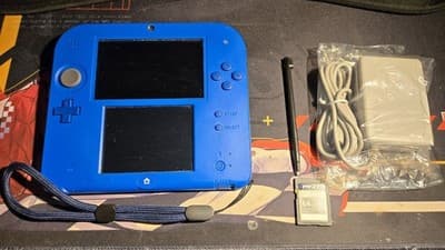 CUSTOM USED Nintendo 2DS Blue/Black Handheld Console, Mario Kart 7 Edition