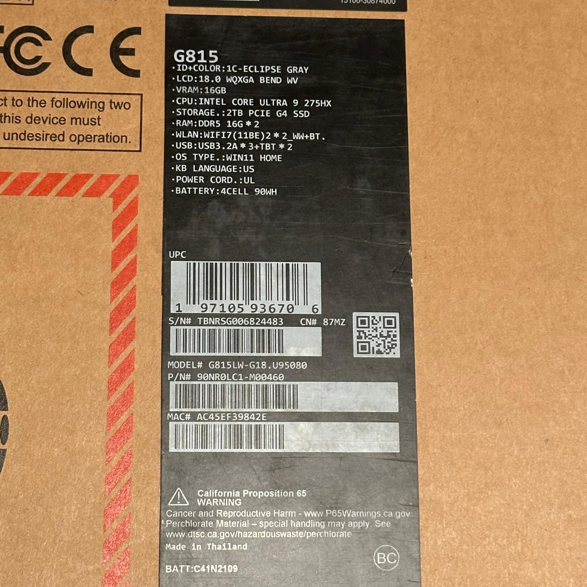 New ASUS - ROG Strix G18 18" 2.5K 240Hz - RTX 5080 - Intel Core Ultra 9 275HX - 32GB RAM - 2TB