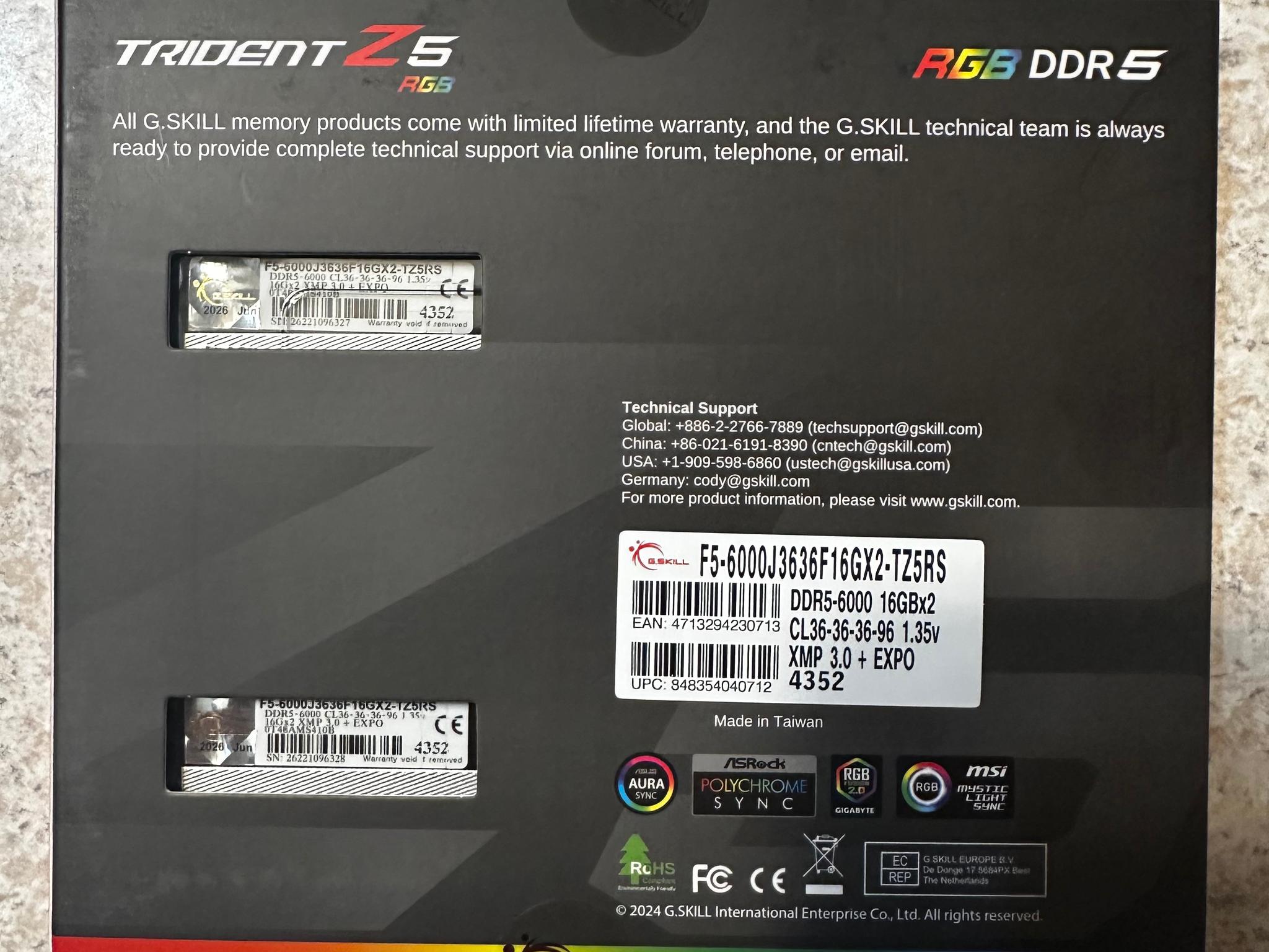 Rare XMP And EXPO G.Skill Trident Z5 RGB 32GB (2x16GB) DDR5 6000MHz RAM CL36