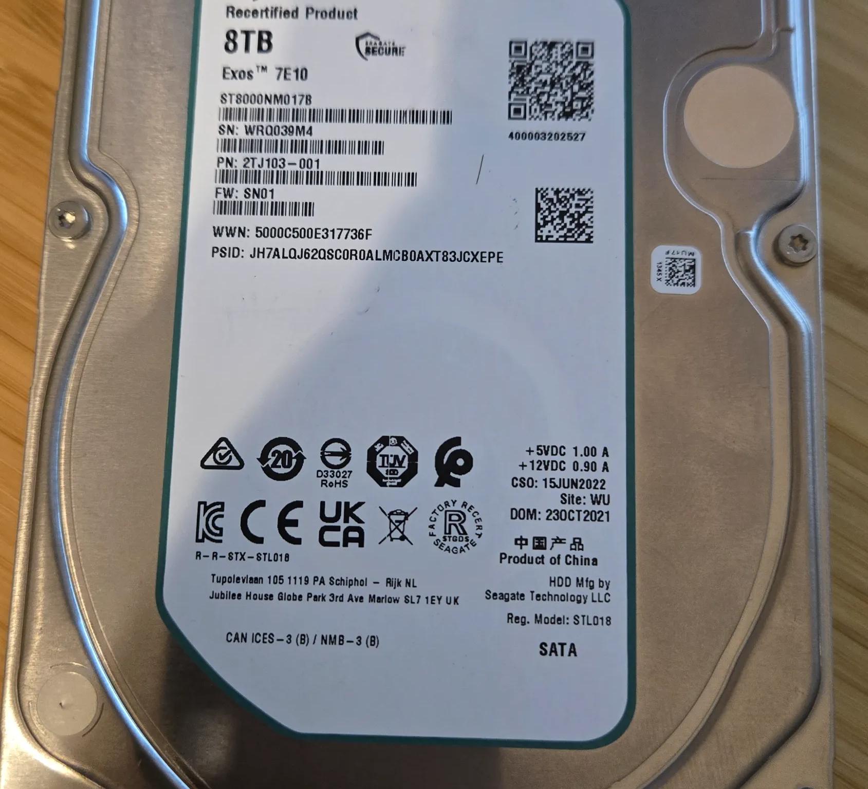 8TB Hard Drive - Seagate EXOS Enterprise 7200RPM