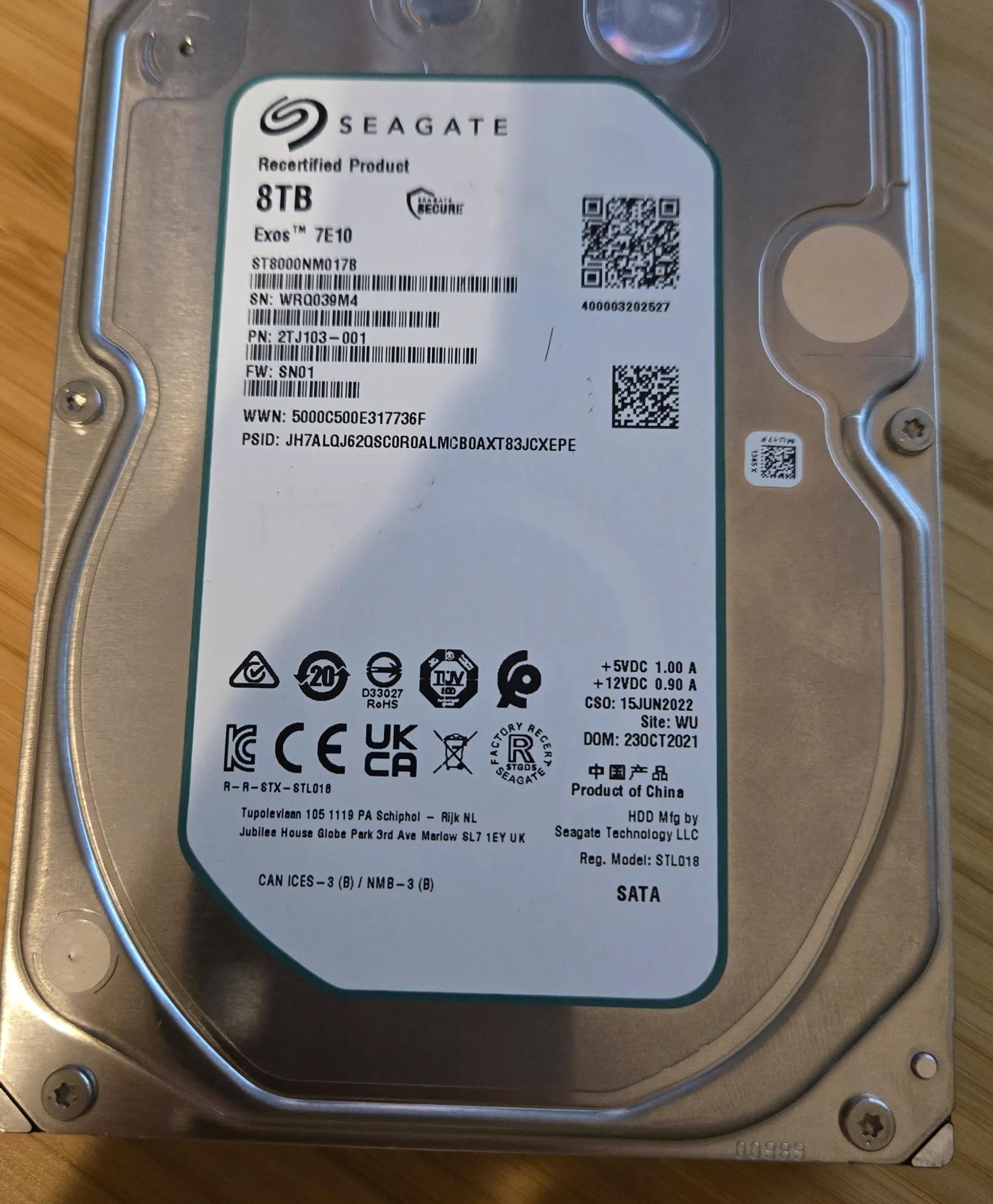 8TB Hard Drive - Seagate EXOS Enterprise 7200RPM