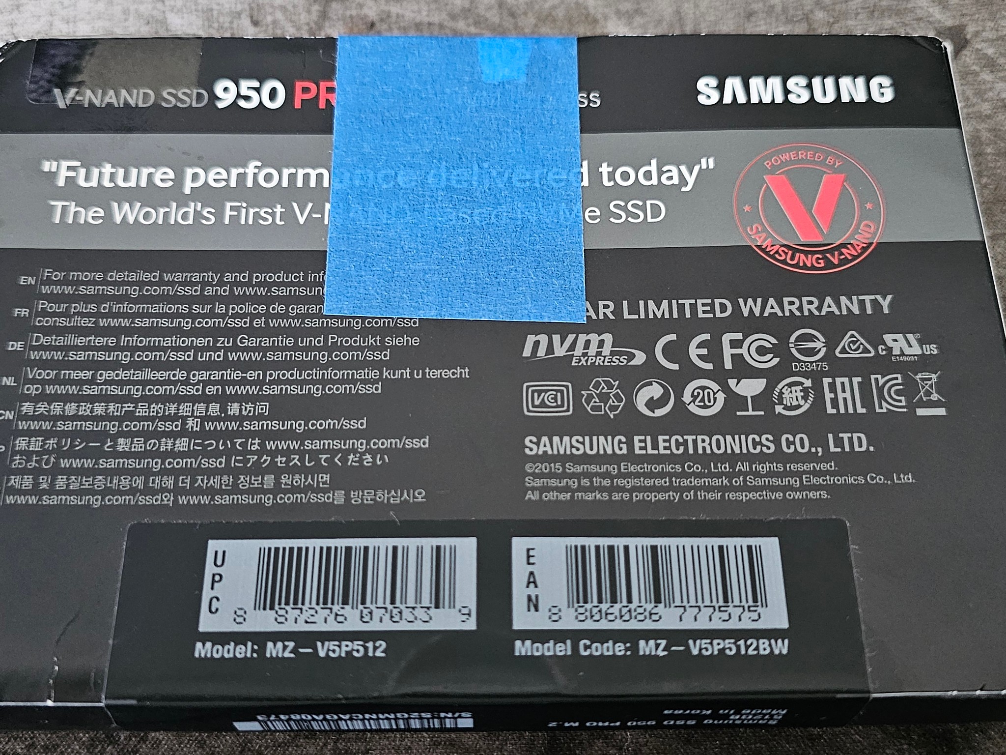 Samsung 950 PRO 512GB PCIE 3.0x4 M.2 2280 NVMe 1.1 SSD