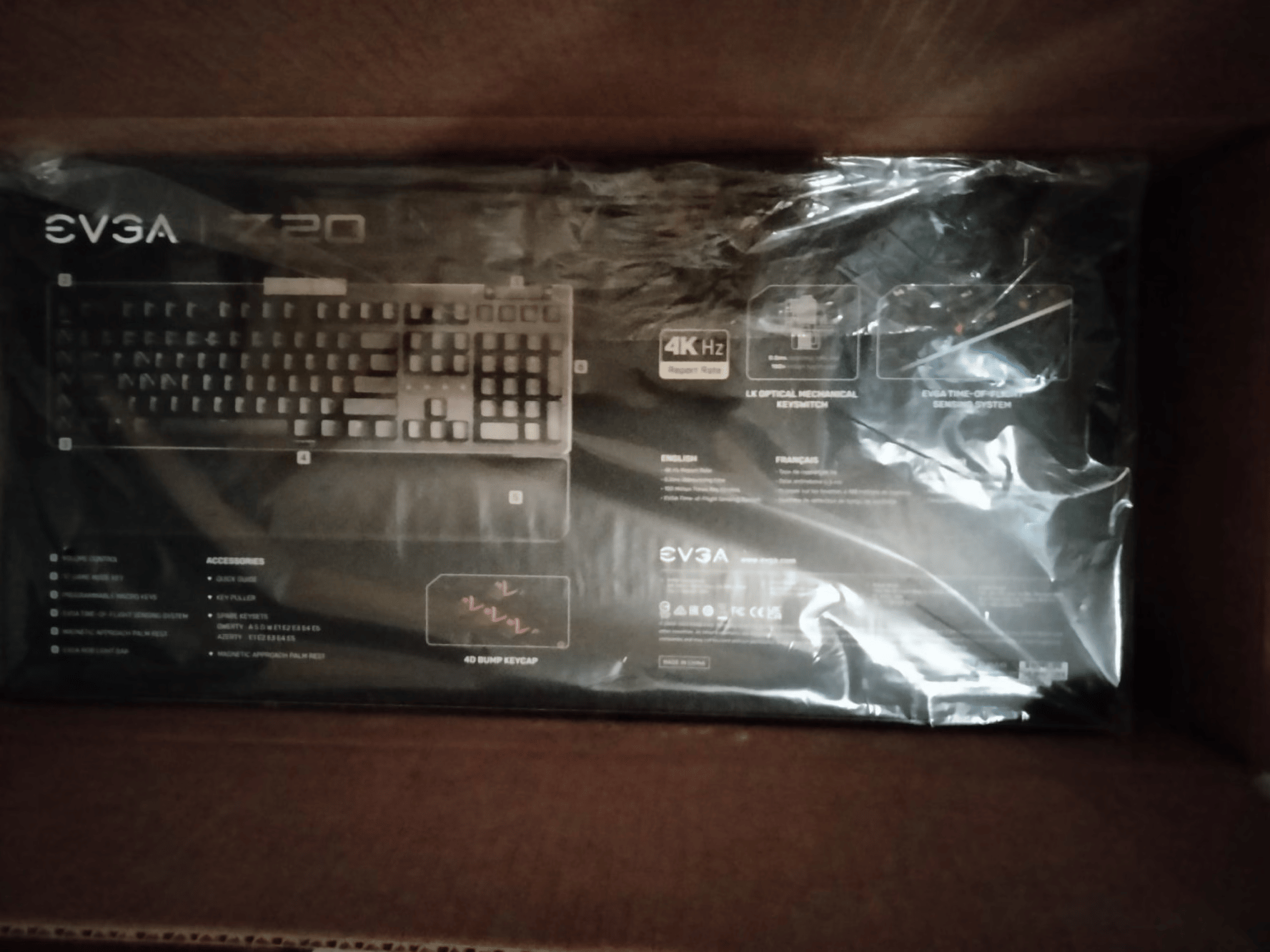 BNIB EVGA Z20 Wired Optical Mechanical RGB Gaming Keyboard, Black, Clicky Switches