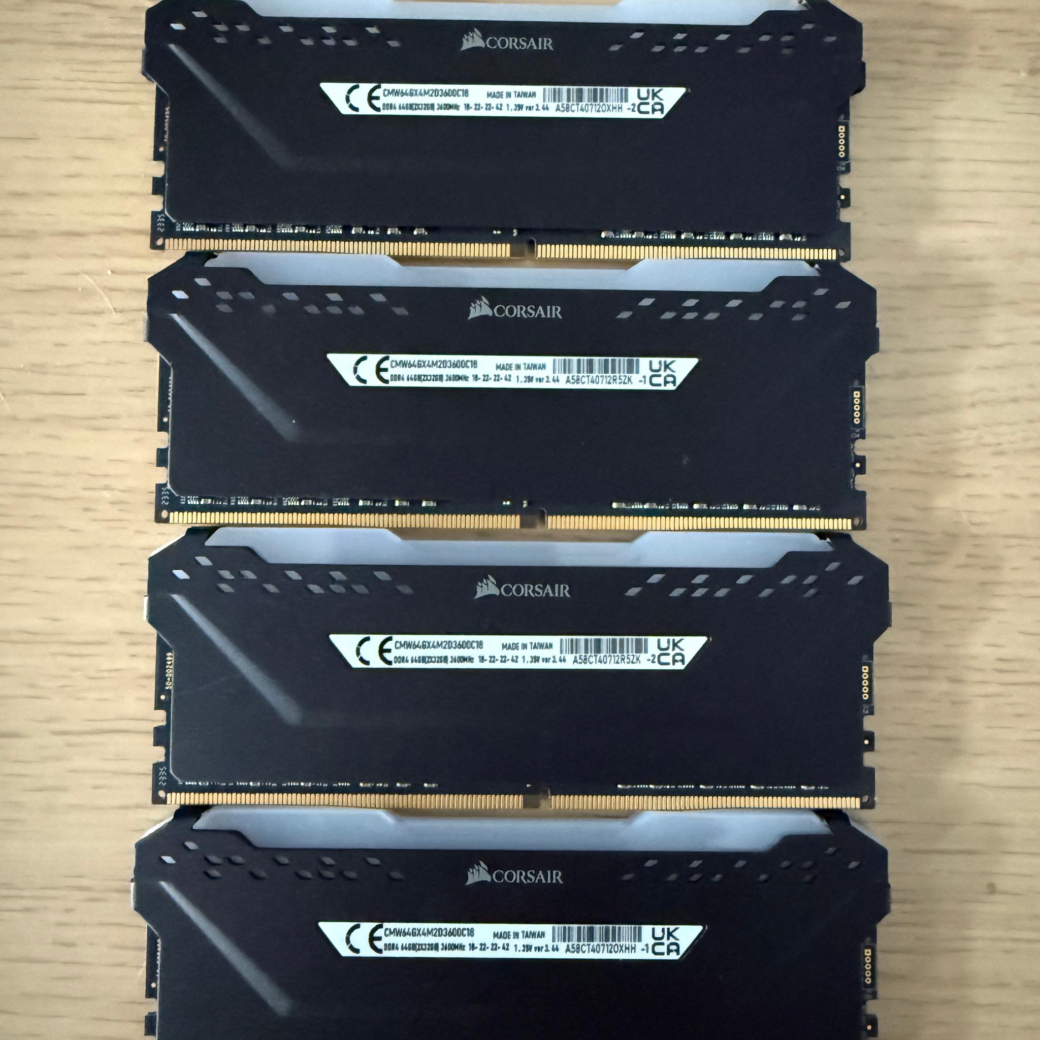 Corsair Vengeance RGB Pro 128GB (4 x 32GB) DDR4-3600 PC4-28800 CL18 Dual Channel Desktop Memory Kit