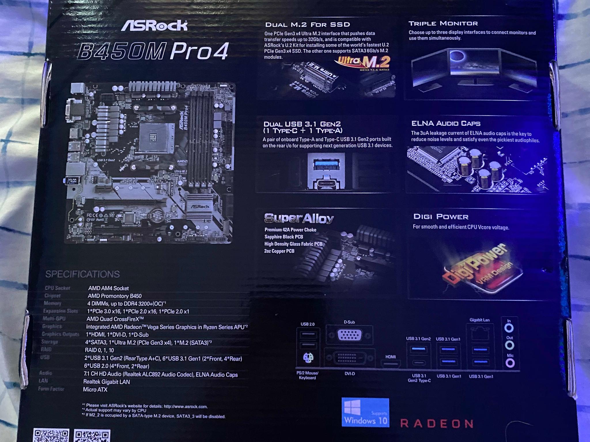 Used-ASRock B450M Pro4-Micro ATX