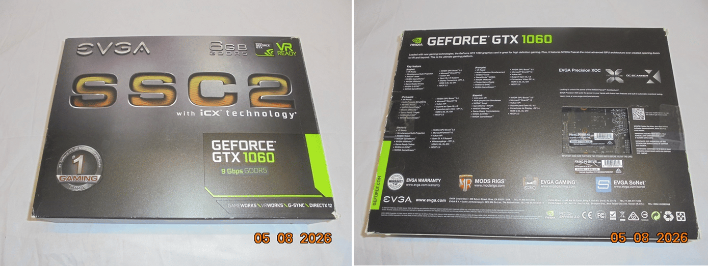 EVGA GeForce GTX 1060 SSC2 GAMING/06G-P4-6667-KR/6GB GDDR5/iCX cooling
