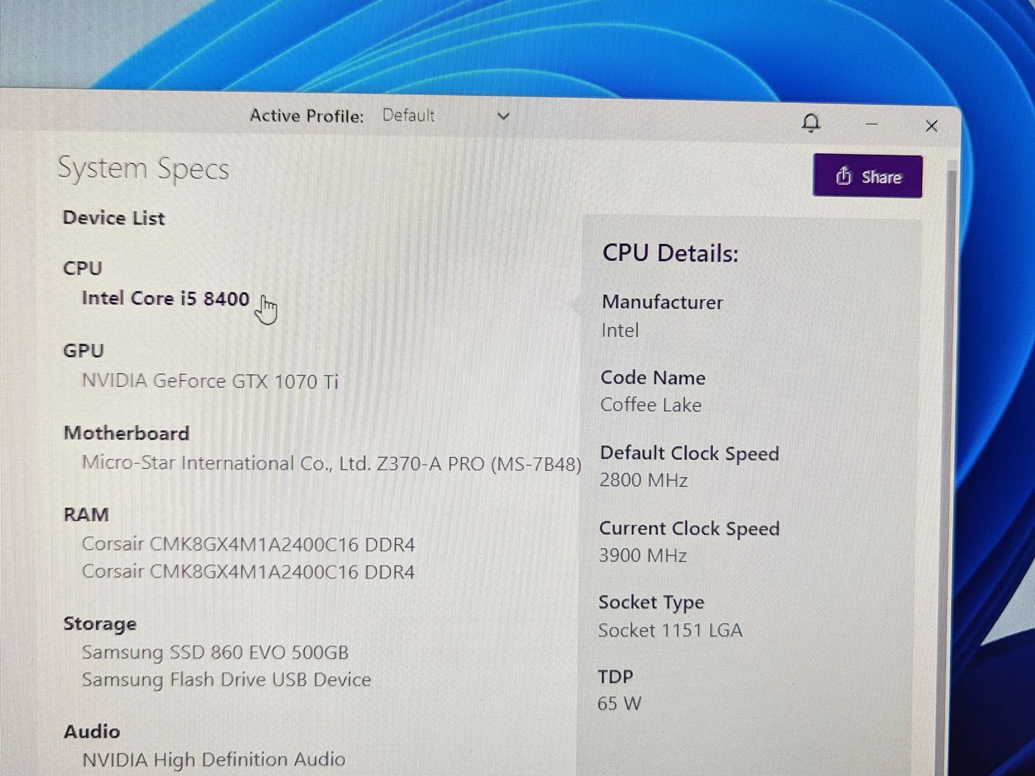 JT-1 | i5-8400 | GTX 1070 Ti | 16GB RAM | 500GB SSD | Wi-Fi | Windows