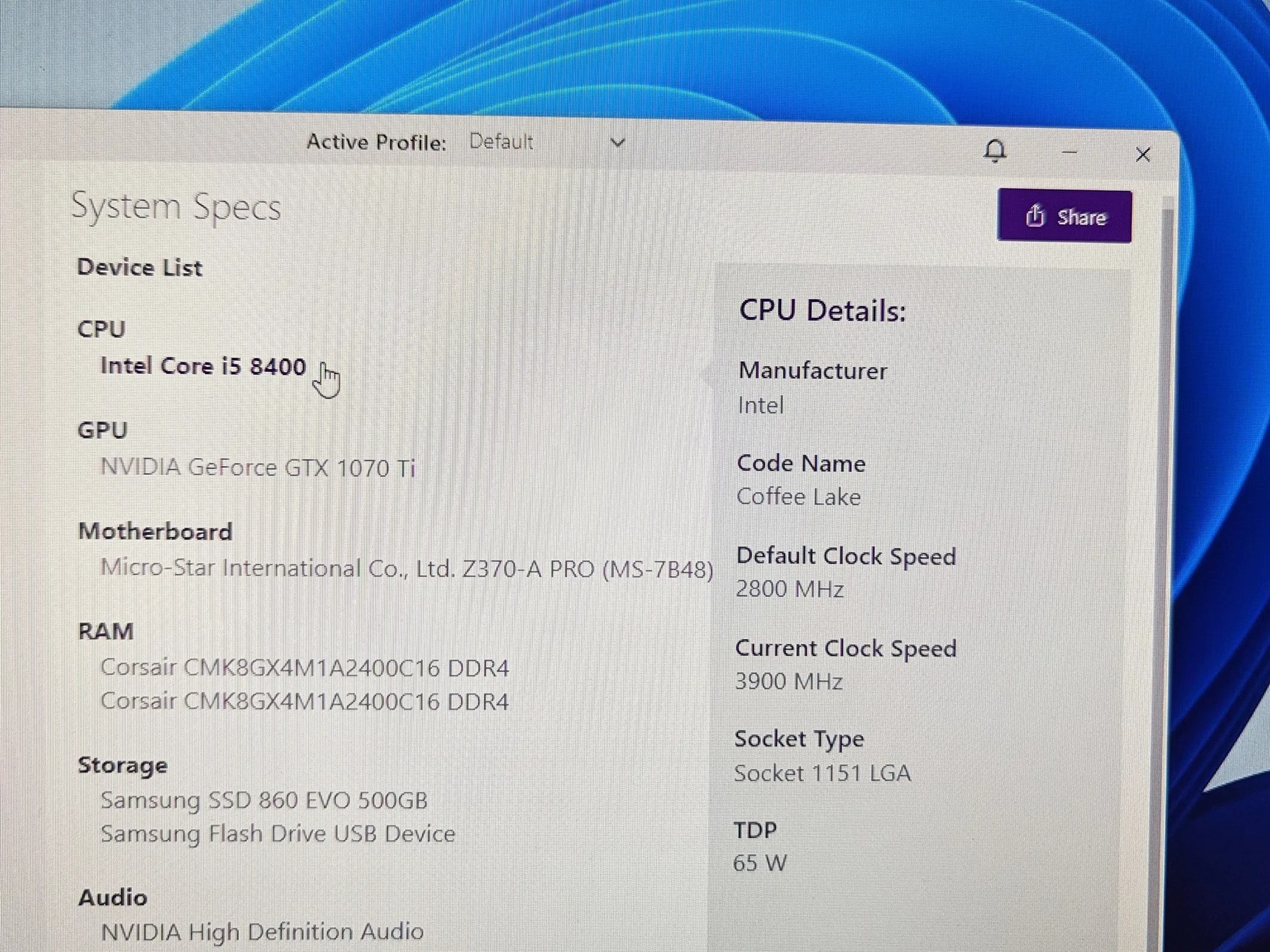 JT-1 | i5-8400 | GTX 1070 Ti | 16GB RAM | 500GB SSD | Wi-Fi | Windows