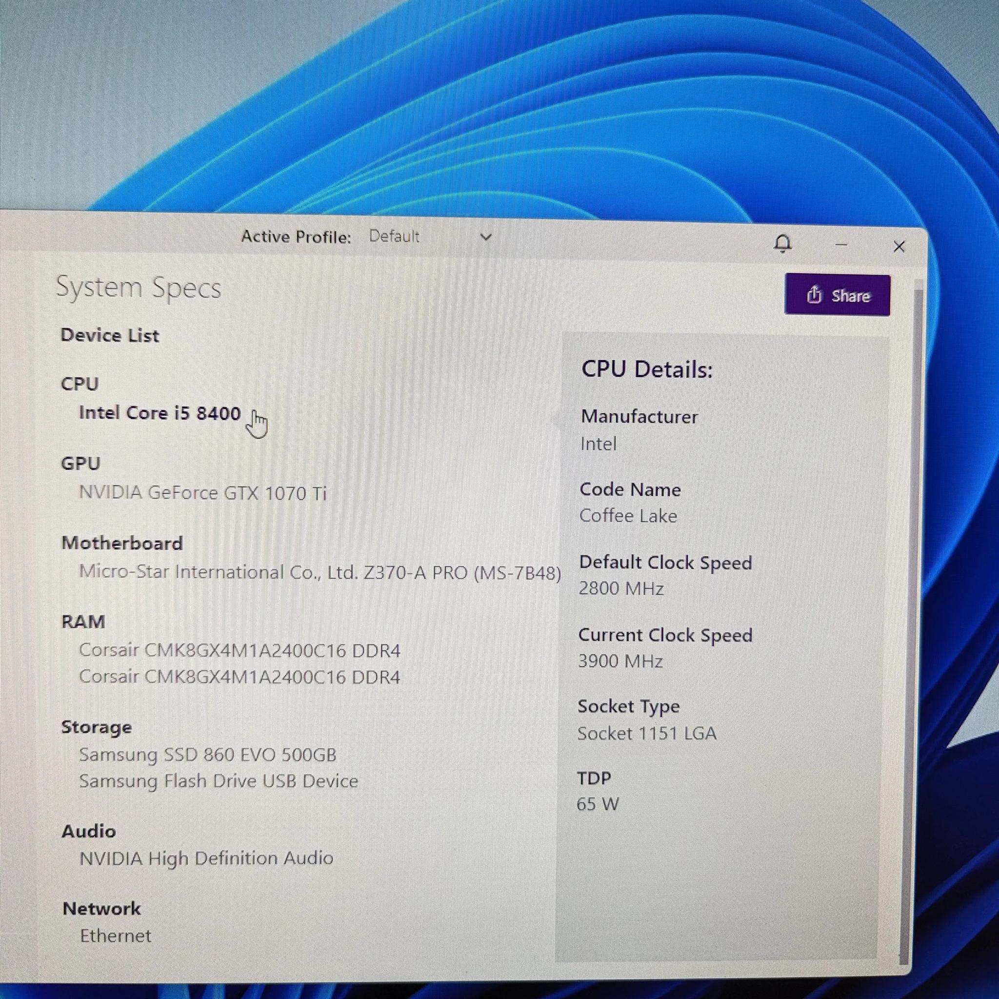 JT-1 | i5-8400 | GTX 1070 Ti | 16GB RAM | 500GB SSD | Wi-Fi | Windows