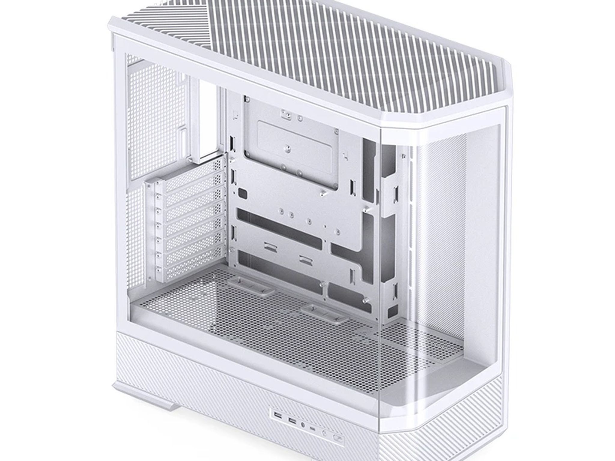 JONSBO D400 White ATX Mid Tower Case Curved Glass Dual Chamber - New (OEM)