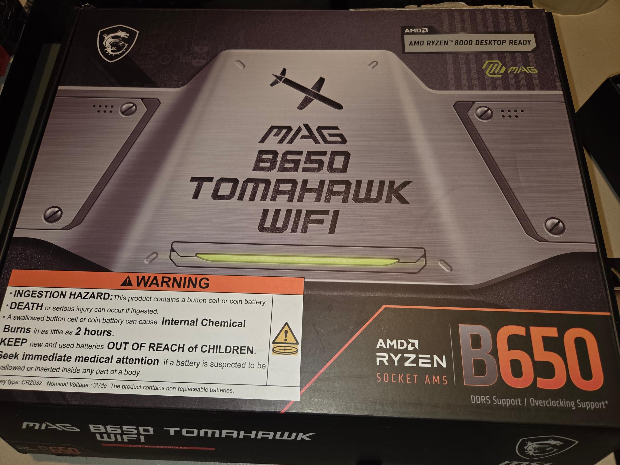 MSI MAG B650 Tomahawk WiFi Gaming Motherboard (AM5, DDR5, PCIe 4.0, M.2, ATX)