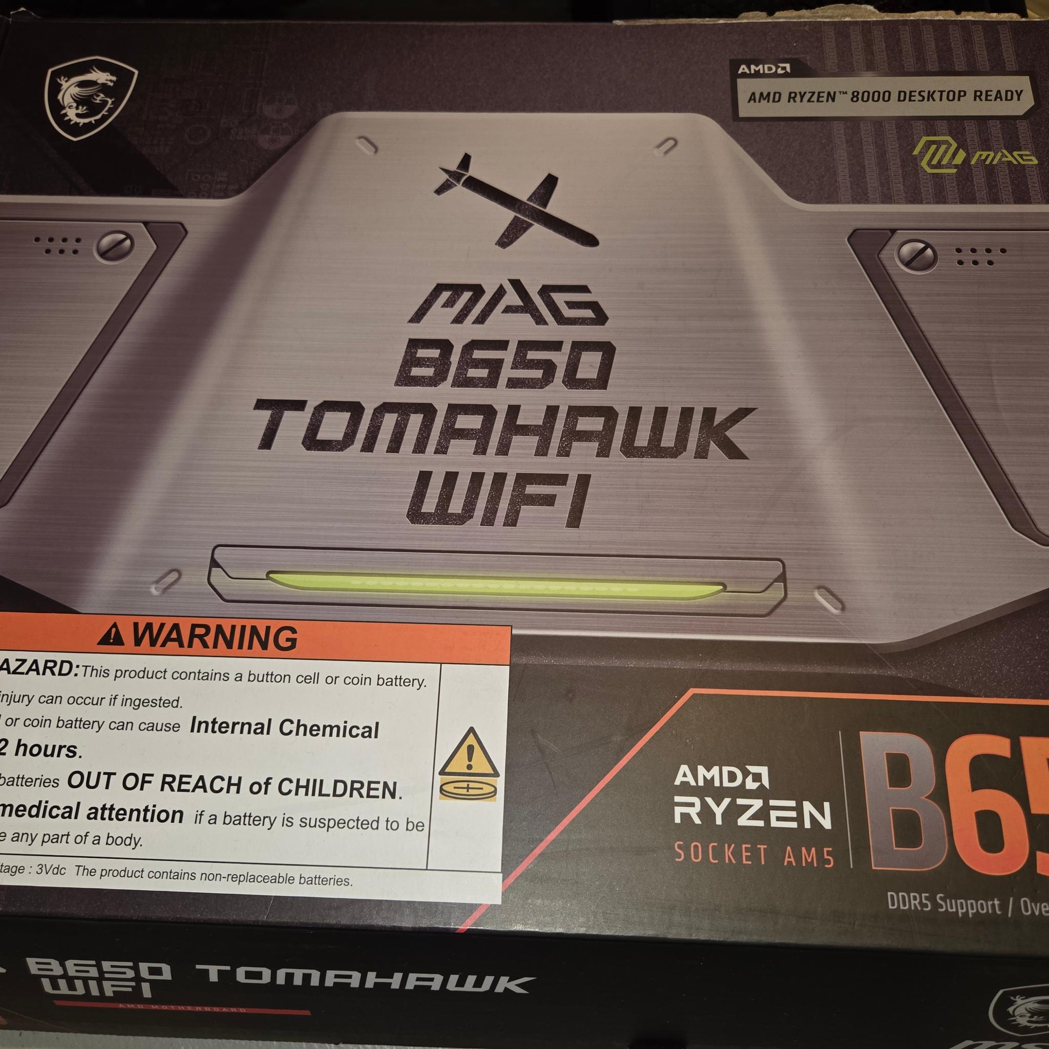 MSI MAG B650 Tomahawk WiFi Gaming Motherboard (AM5, DDR5, PCIe 4.0, M.2, ATX)