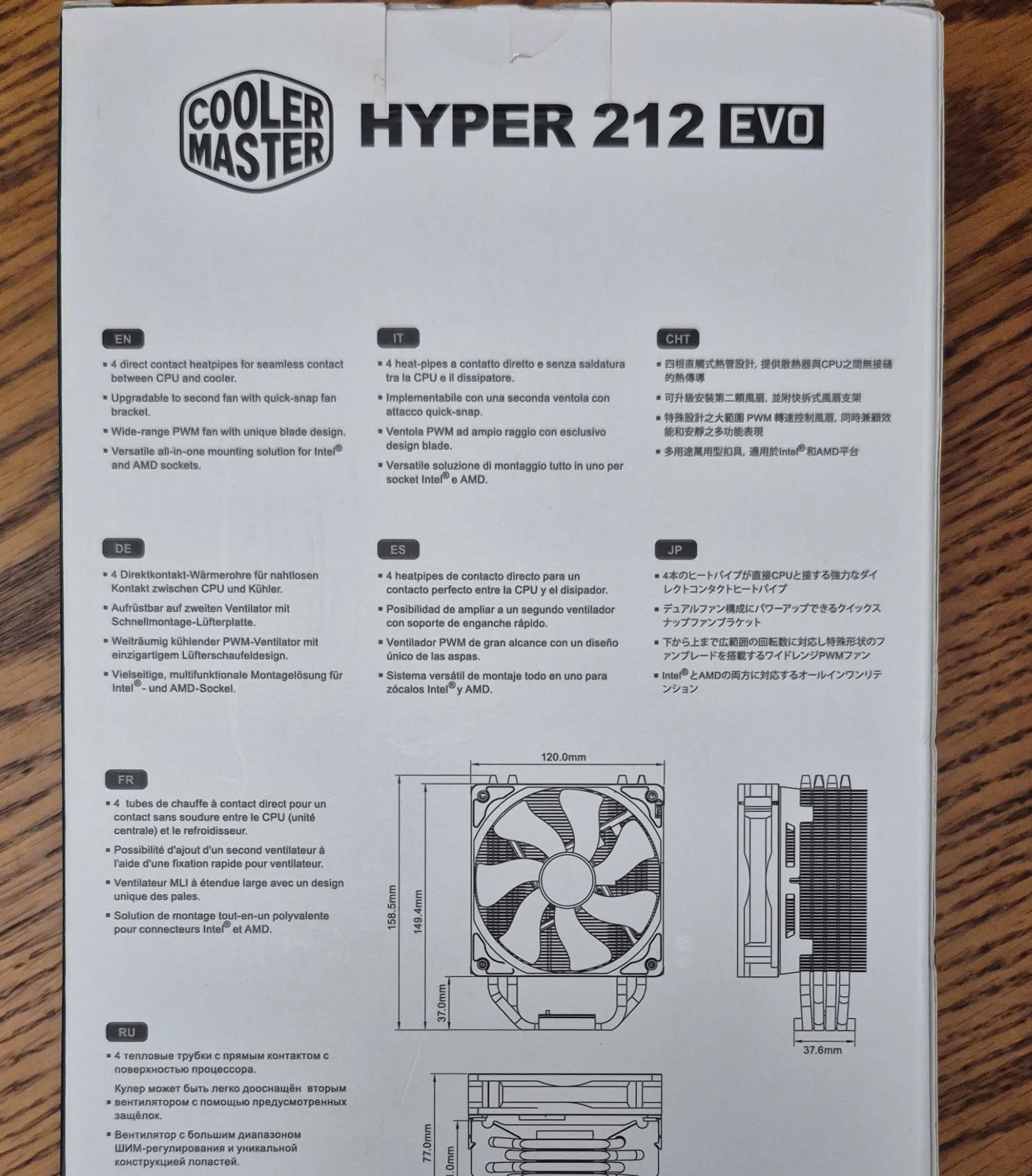 New Cooler Master Hyper 212 EVO RR212E 20pk R2 CPU Cooler and Fan
