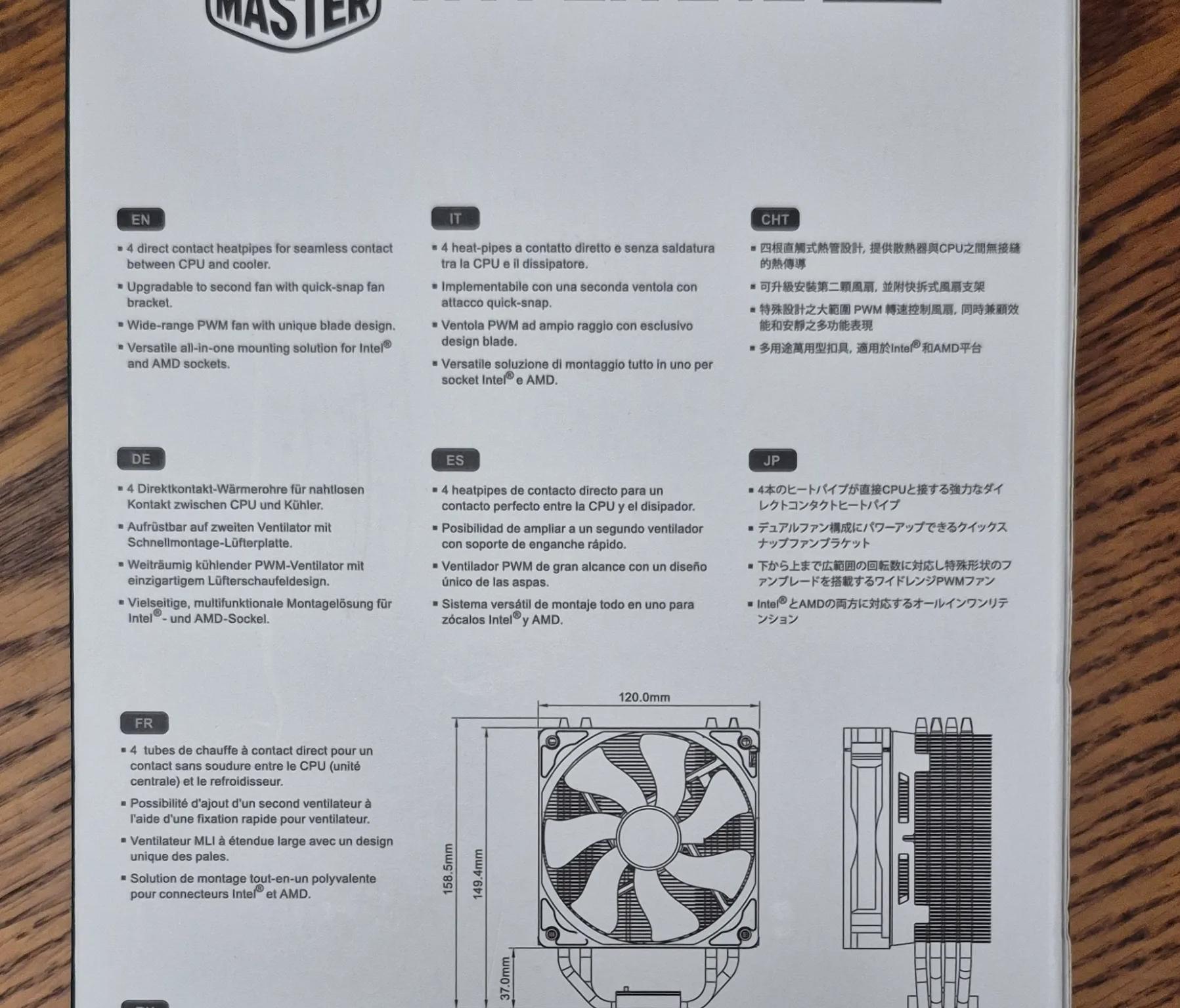 New Cooler Master Hyper 212 EVO RR212E 20pk R2 CPU Cooler and Fan