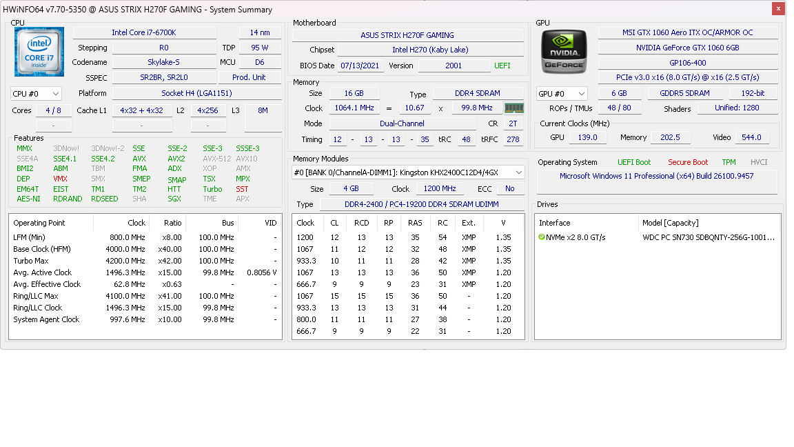 GTX 1060 6G | i7-6700k | 16G DDR4 | 256G NVME | Gaming PC