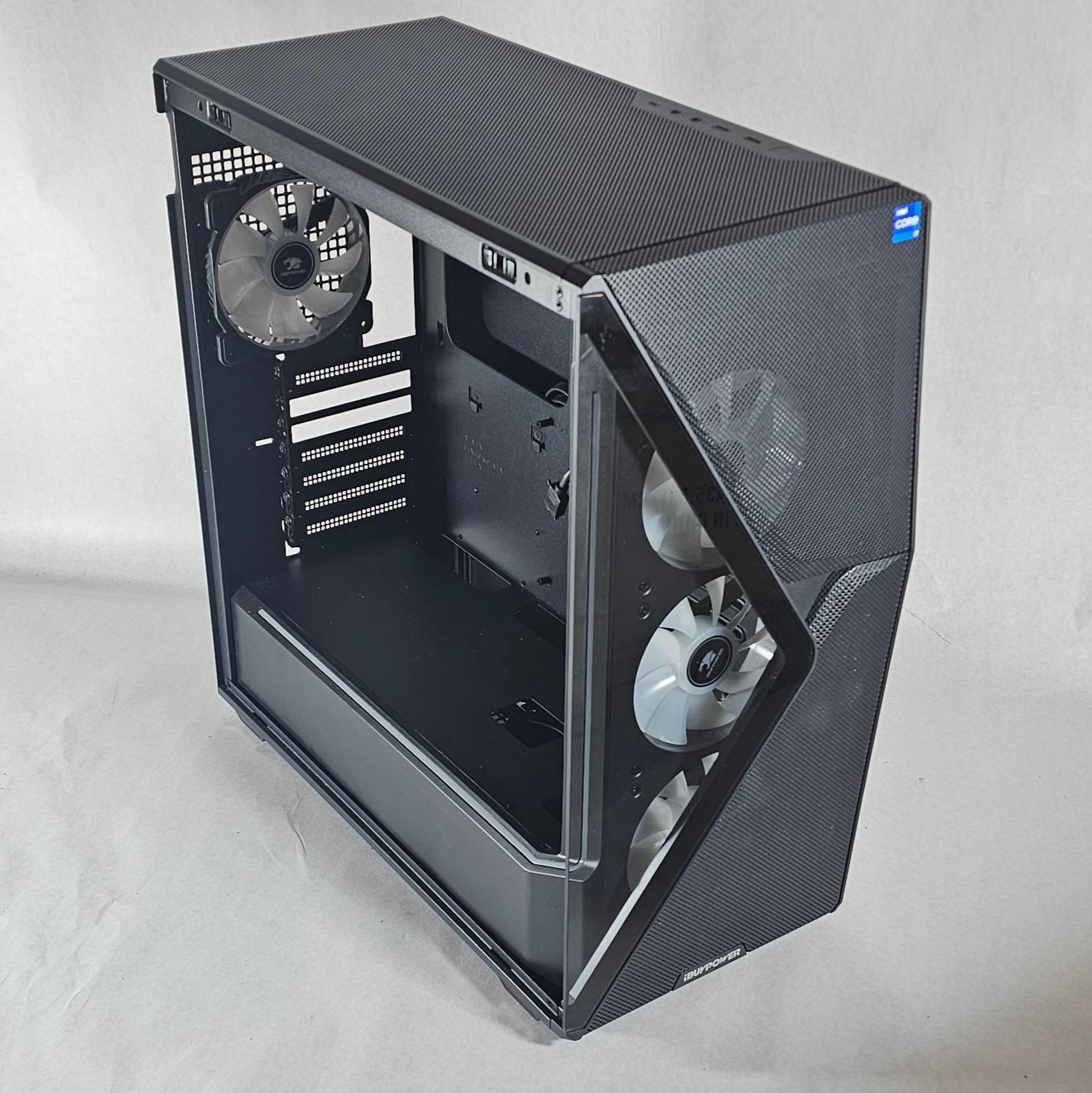 Black iBUYPOWER Slate 5 MR PC Case with Tempered Glass w/ 4 Fans