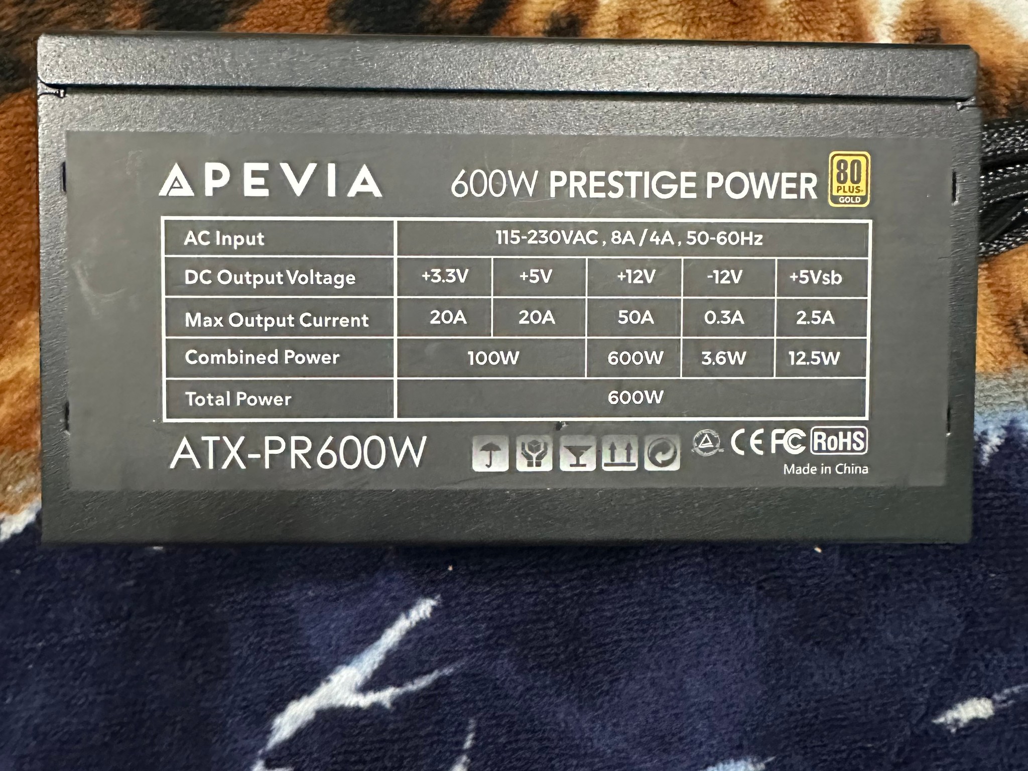 Apevia Prestige Series ATX-PR600W 600W 80 PLUS Gold ATX12V Power Supply