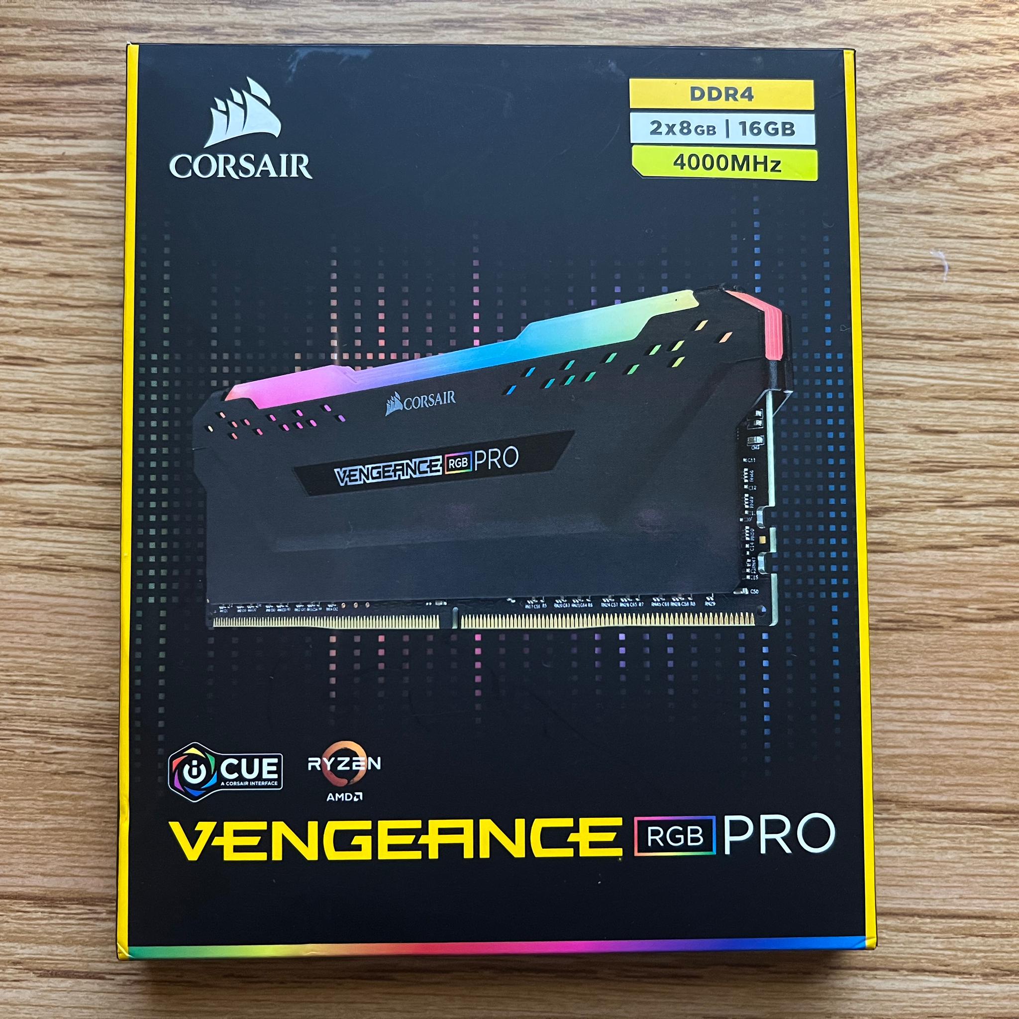 NEW in BOX 16GB (2x8GB) DDR4-4000MHz CL18 Corsair Vengeance RGB RAM Memory