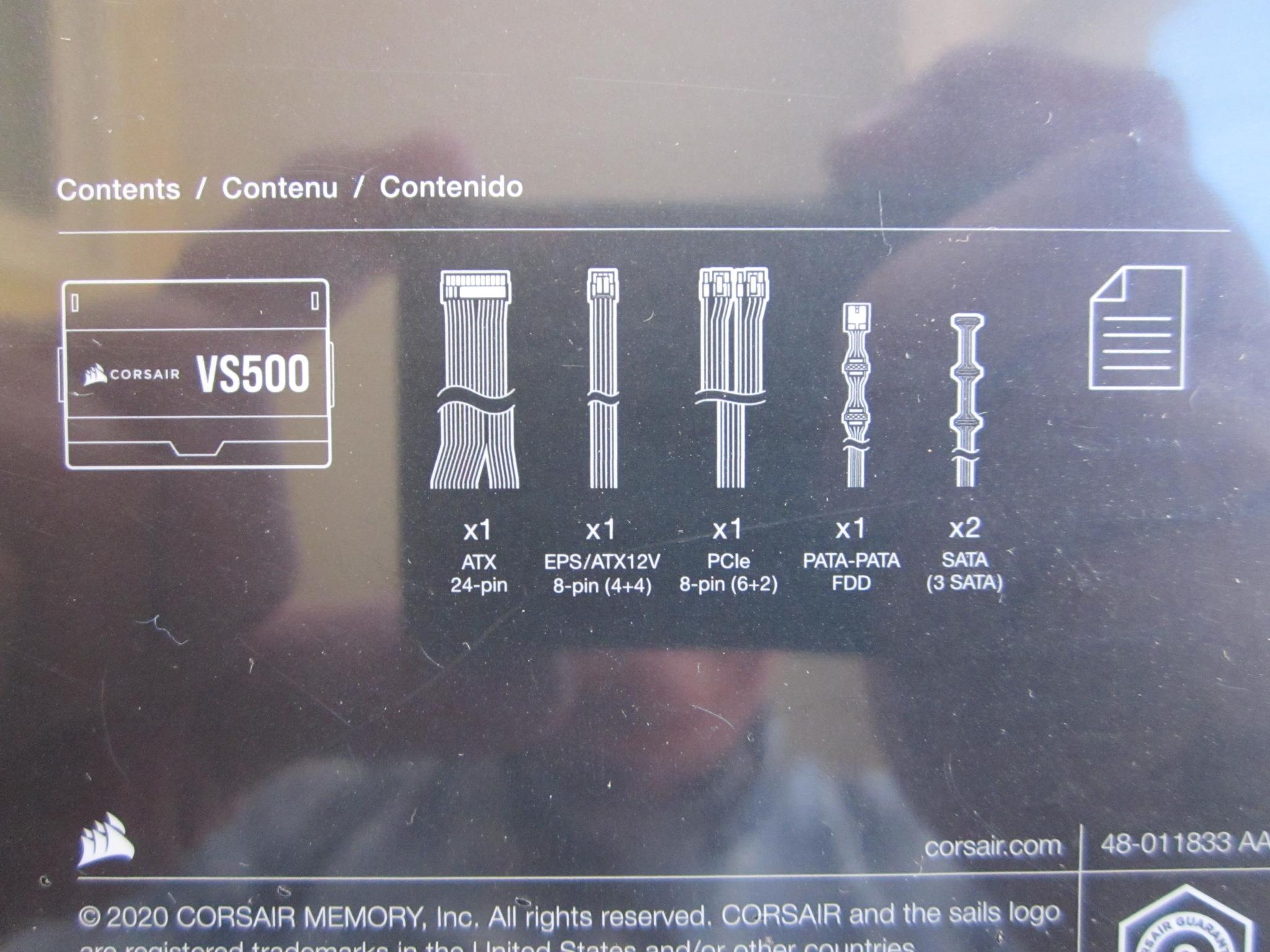 NEW SEALED! CORSAIR VS500 80 PLUS 500W Power Supply