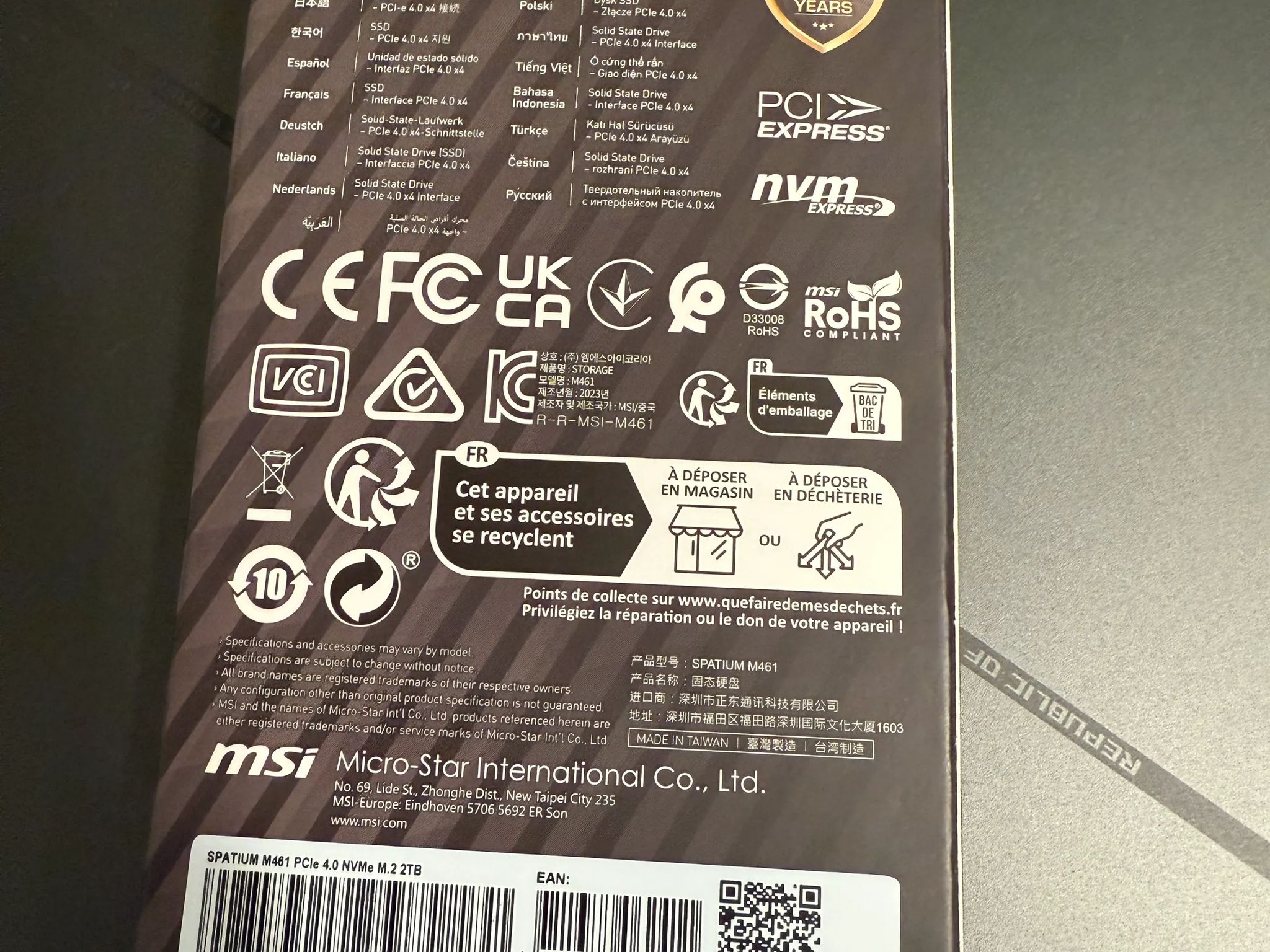 MSI SPATIUM M461 PCIe 4.0 NVMe M.2 2TB SSD