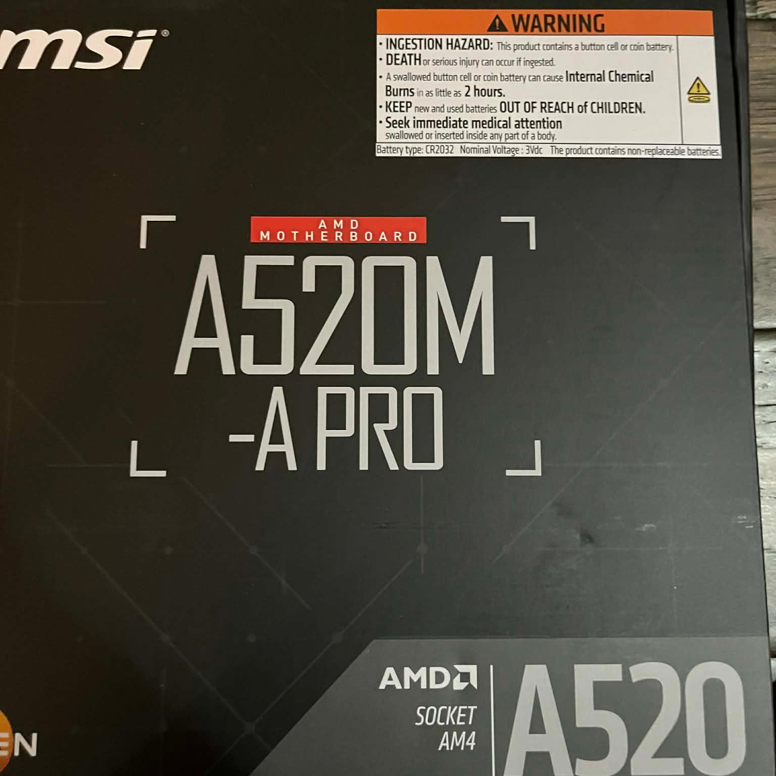 MSI A520M-A PRO Motherboard (NEW)
