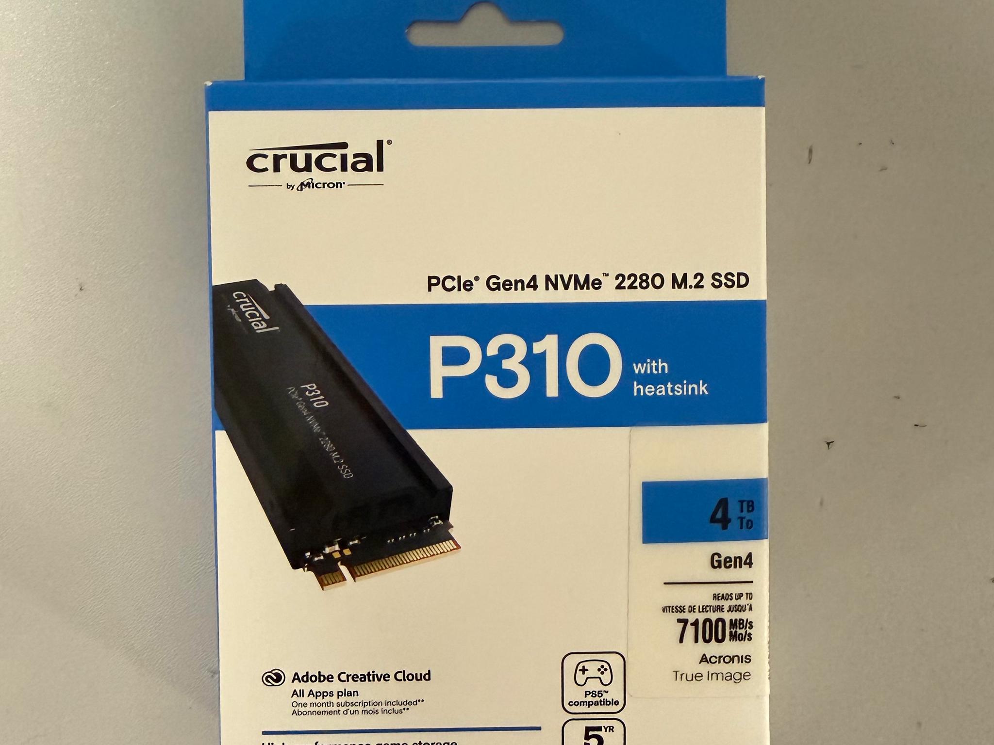 Crucial P310 4TB Gen4 NVME SSD with Heatsink