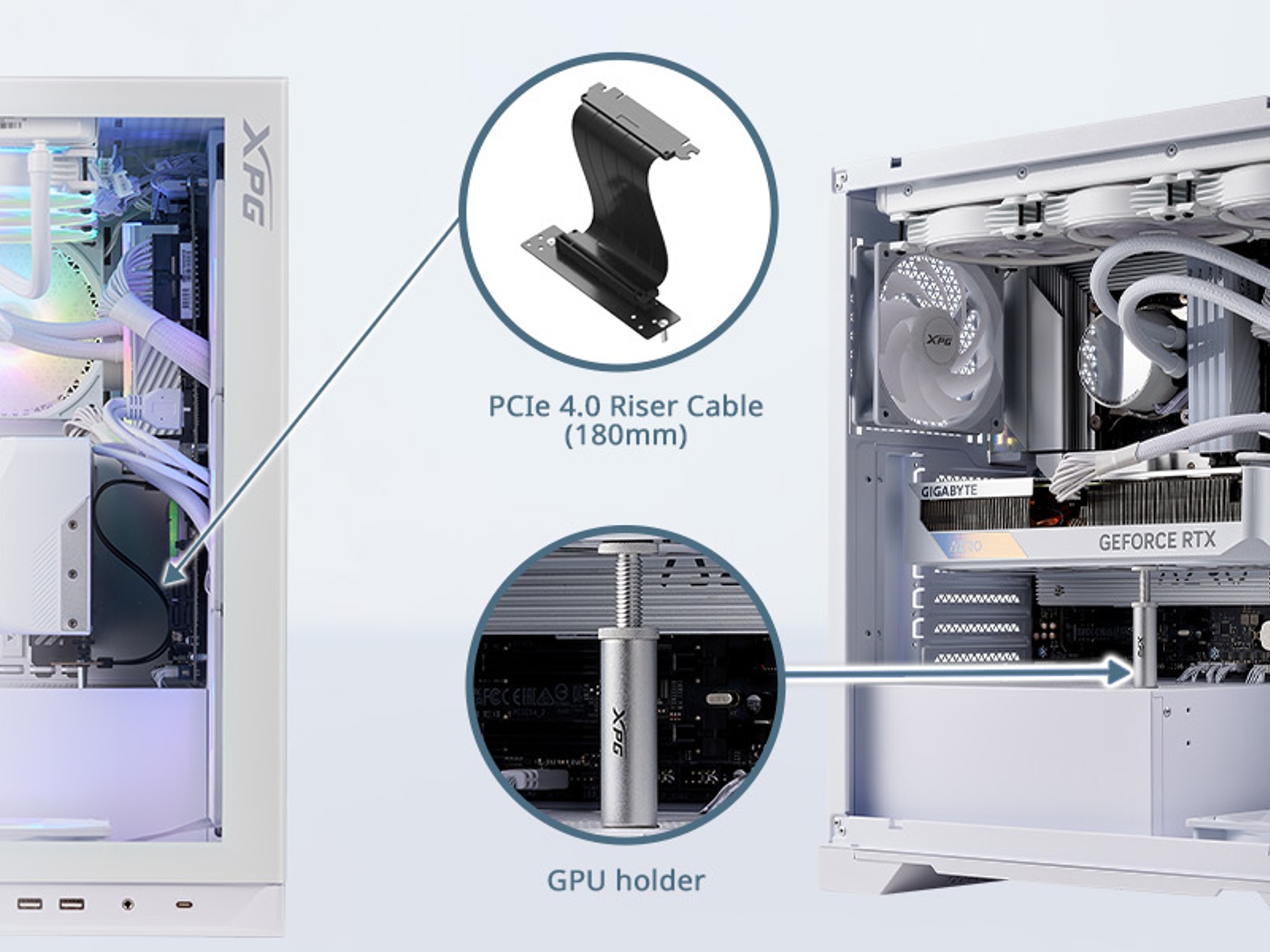 XPG Invader X Mid-Tower Gaming Case With 5 ARGB Fans White