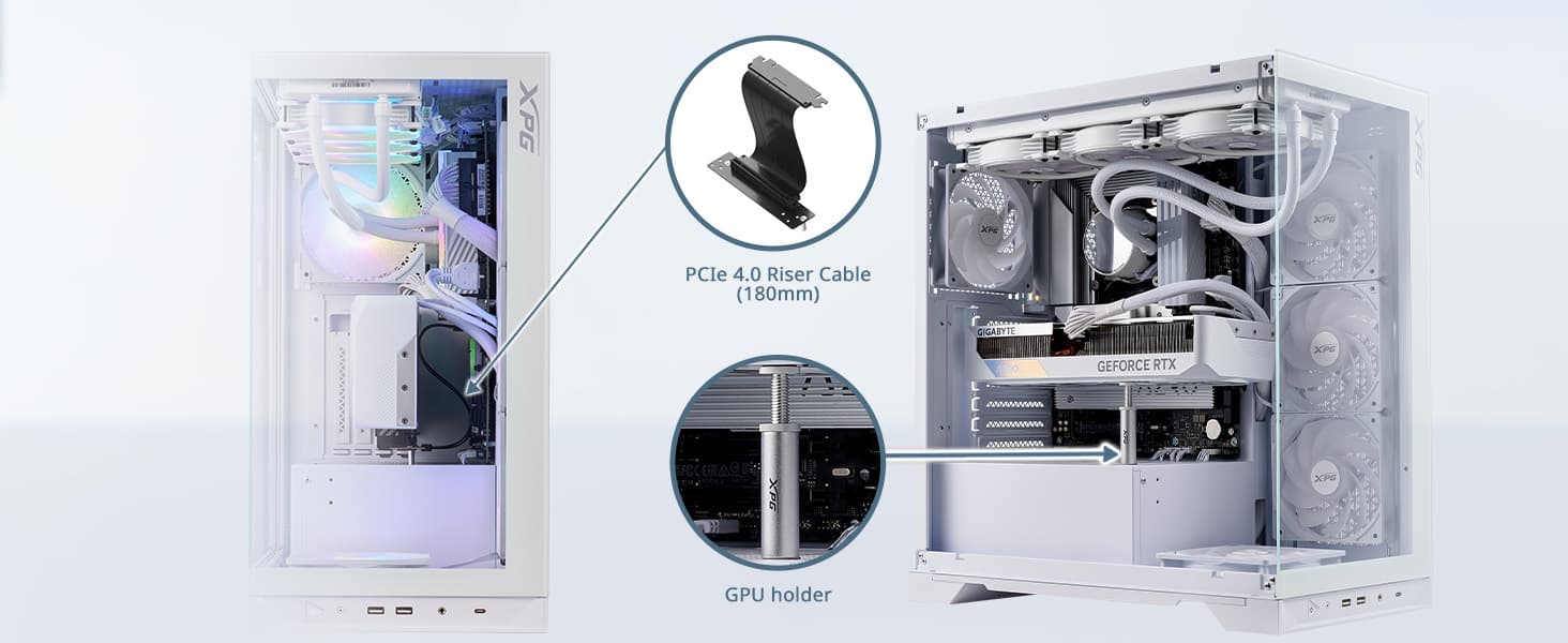 XPG Invader X Mid-Tower Gaming Case With 5 ARGB Fans White