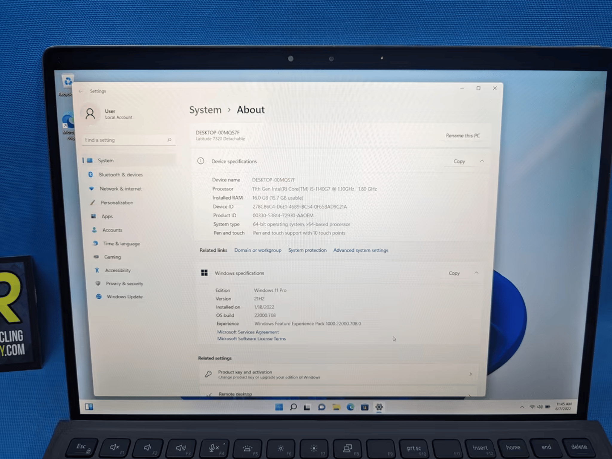 Dell Latitude 7320 Detachable 13 Inch i5-1140G7 @ 1.10ghz 16GB RAM 256GB SSD Windows 11 Pro
