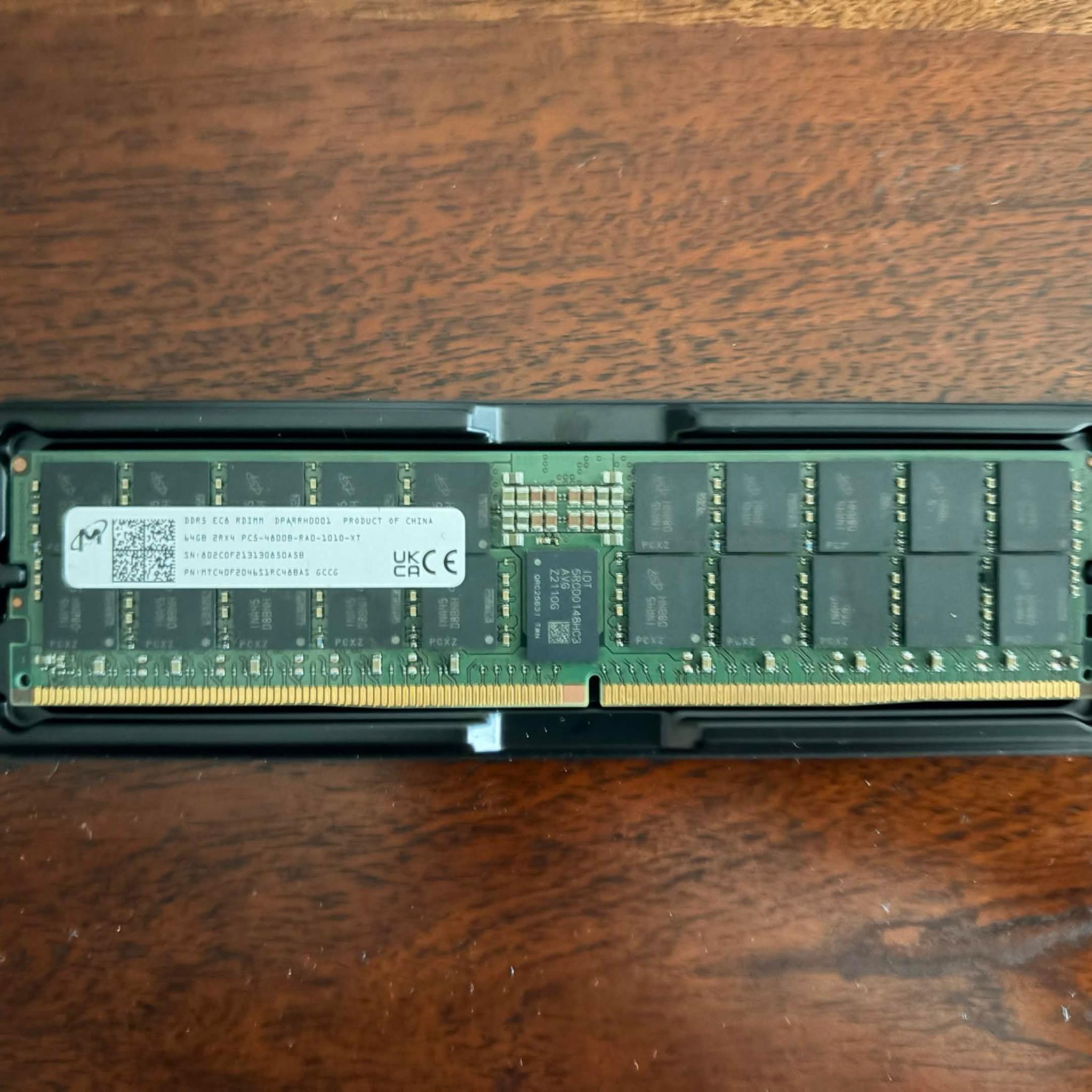 (USED) (RDIMM) Micron 64GB 2RX4 DDR5 PC5-4800B-RAO-1010-XT (1X64gb)