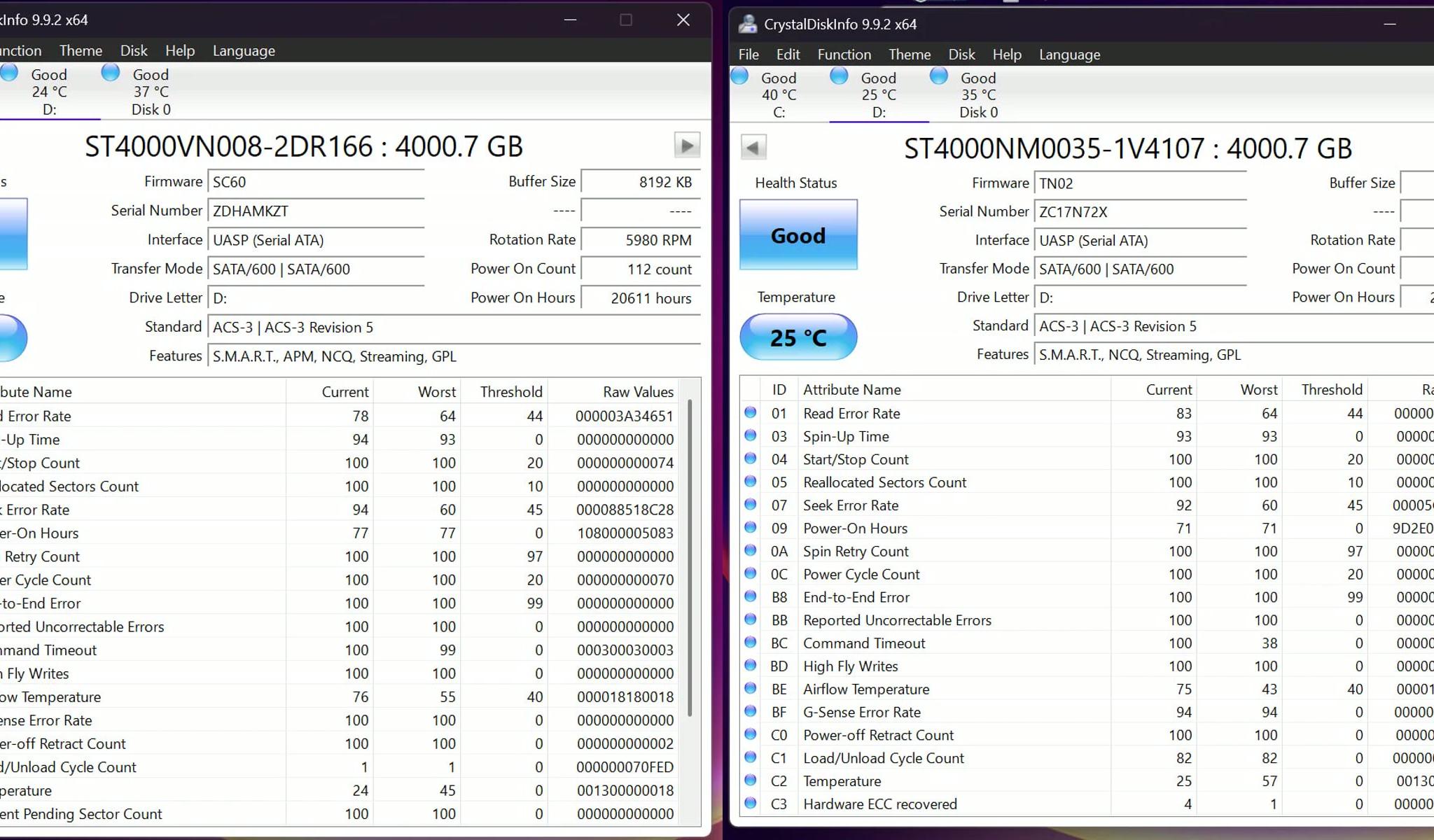 Seagate 4TB SATA HDDs — IronWolf + Enterprise
