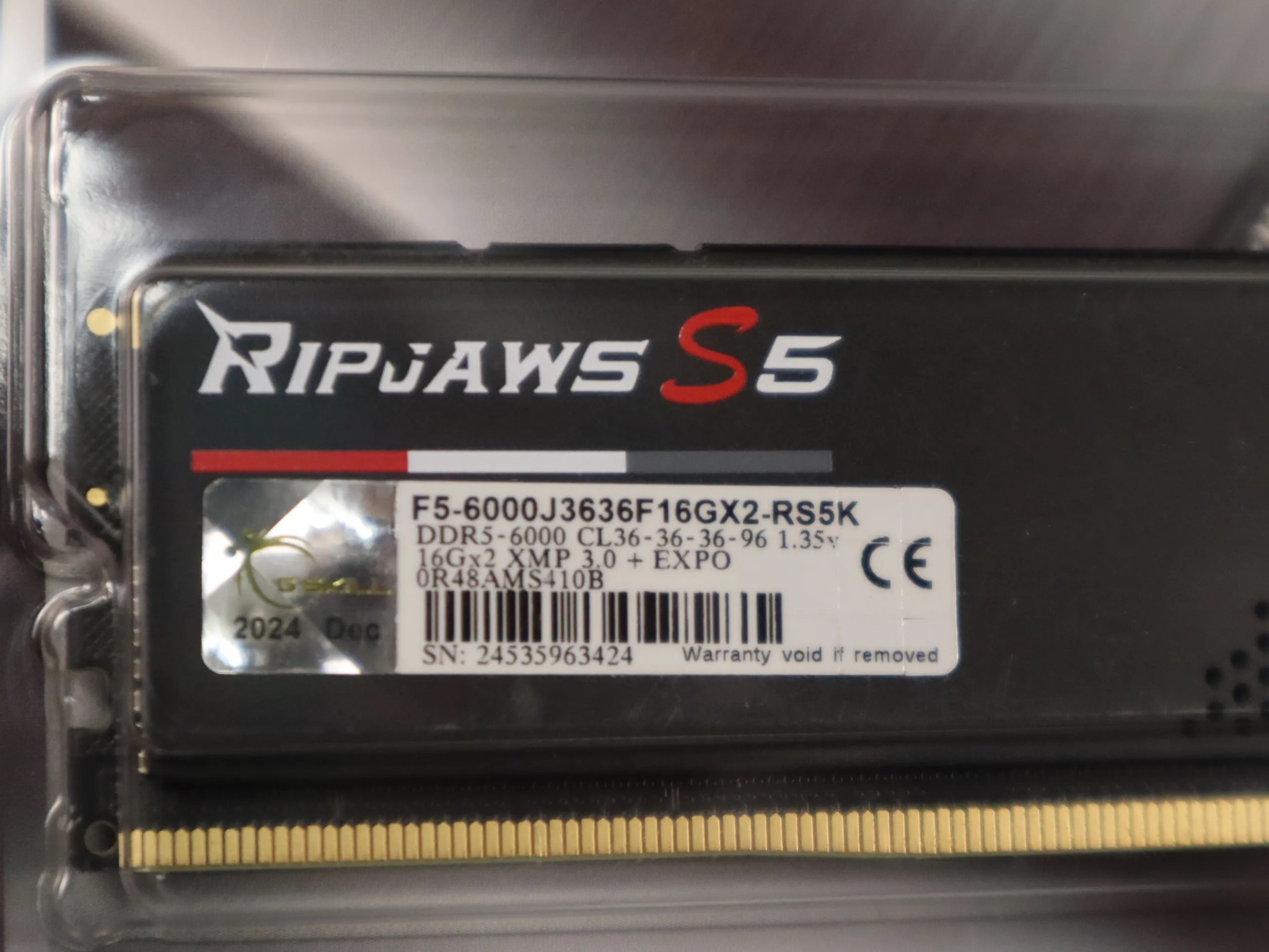 G.SKILL RIPJAWS S5 | DDR5 | 32GB | 6000 | CL36 | XMP 3.0 + EXPO | BRAND NEW